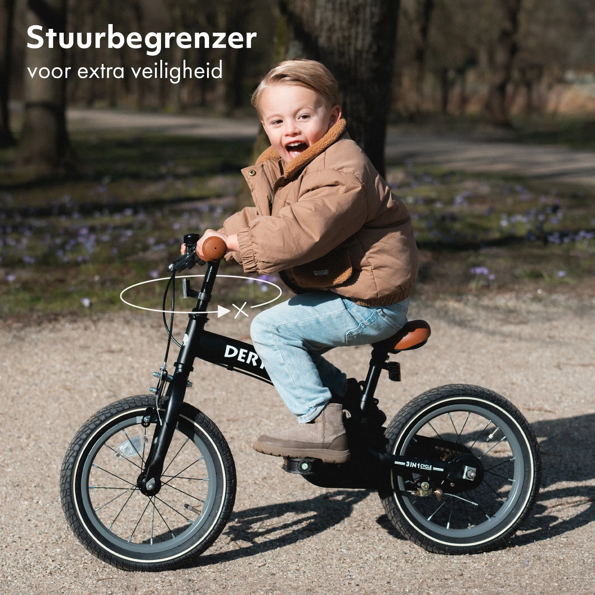 Bicicleta de lujo para niños 14 pulgadas - 3 en 1 - bicicleta de paseo Negro - Image 10