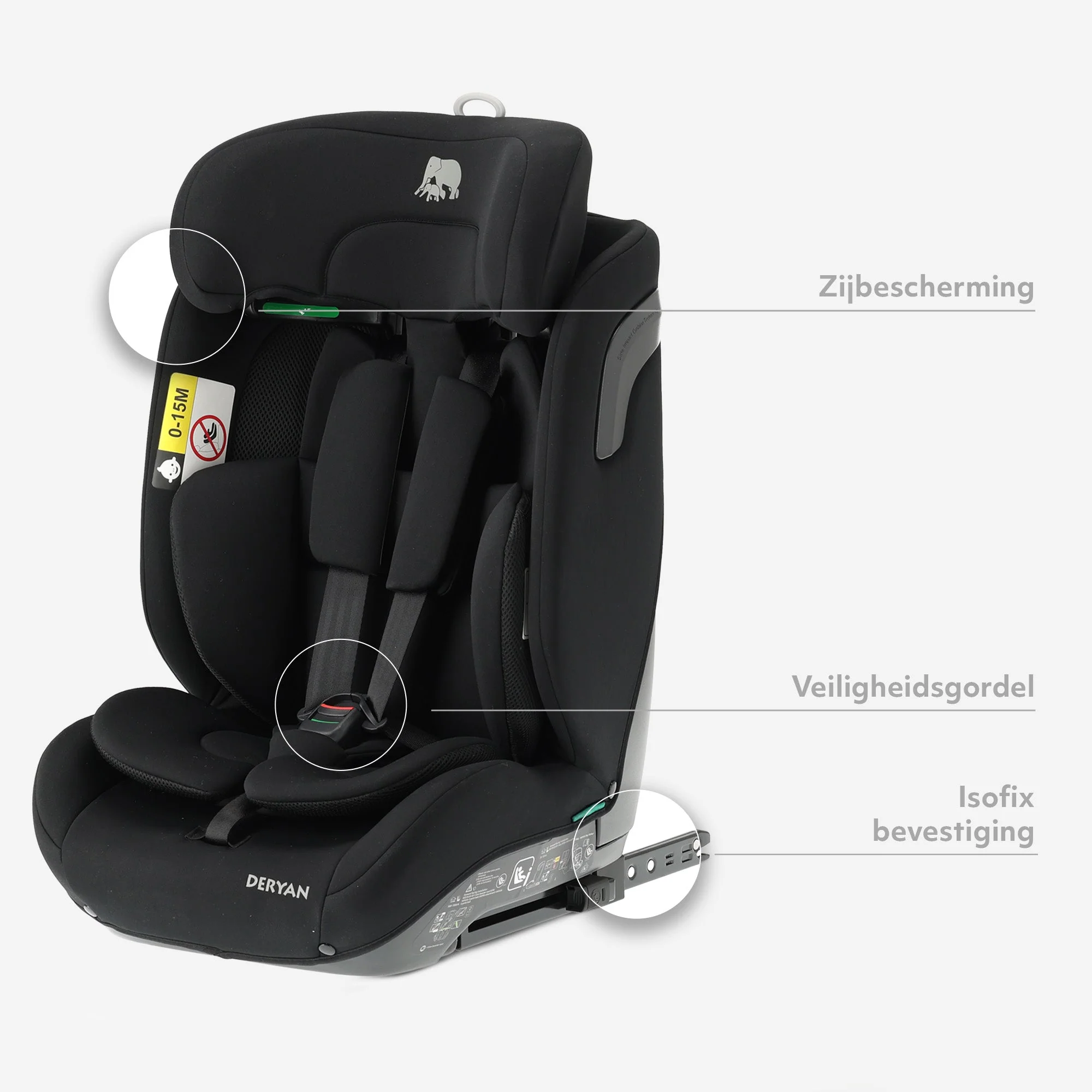 Carter Luxe i-Size/isofix Silla de auto 76-150 cm - 9-36 kg - Asiento profundo - Reposacabezas ajustable - Sistemas de seguridad - Fácil de limpiar - Grupo 1/2/3 - Image 8