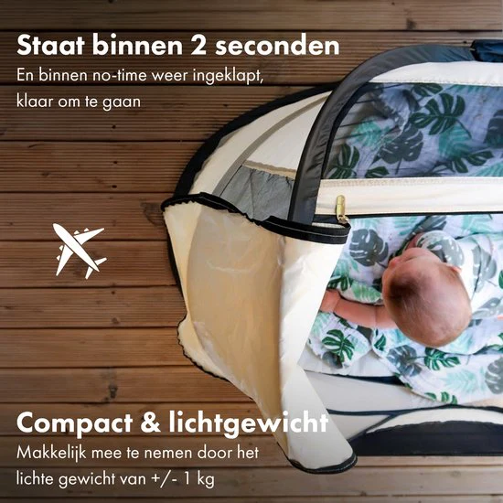 BabyBox: tienda de campaña para bebés, cuna de camping + mantita de algodón - Crema - Image 7