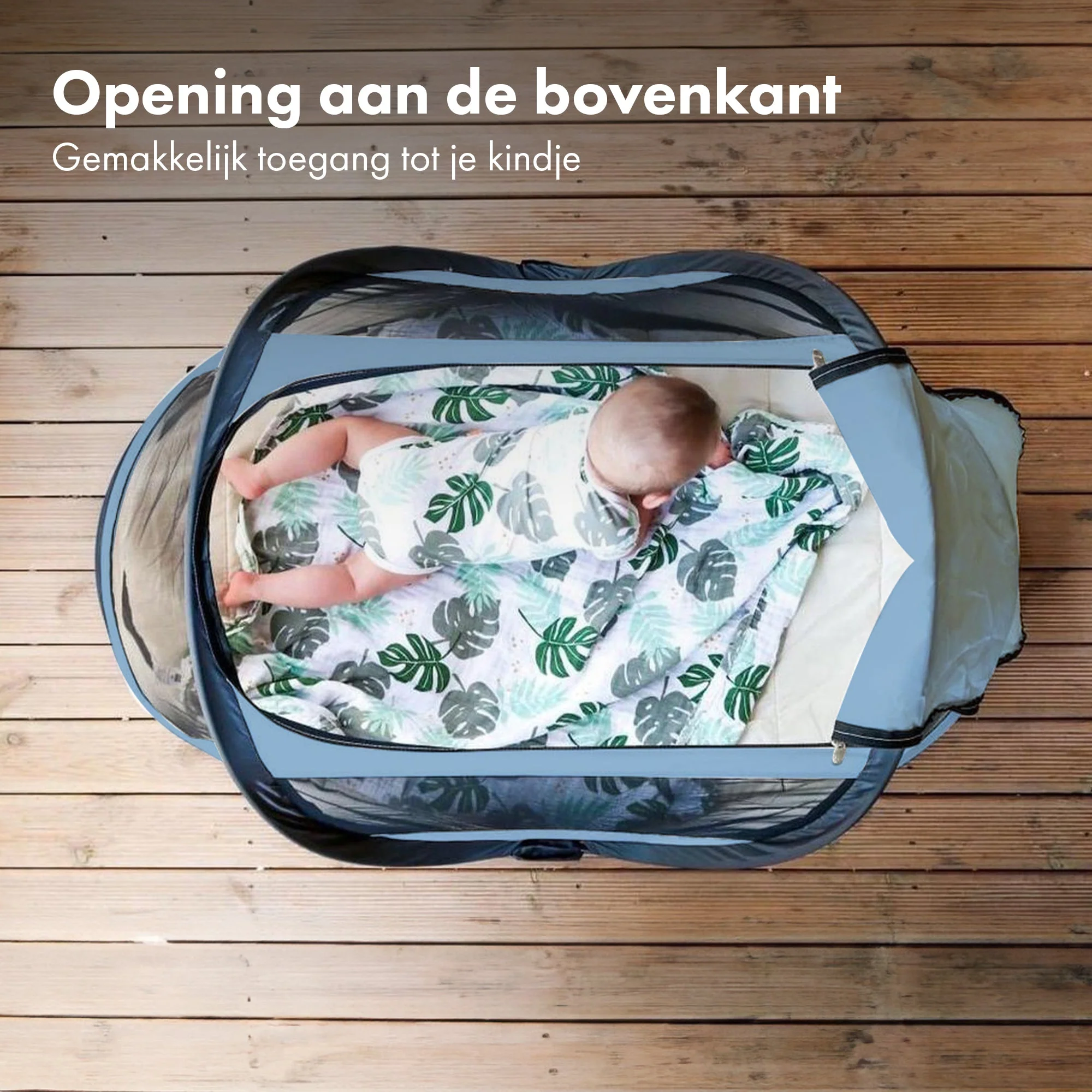BabyBox: tienda de campaña para bebés, cuna de camping + mantita de algodón - Azul cielo - Image 6