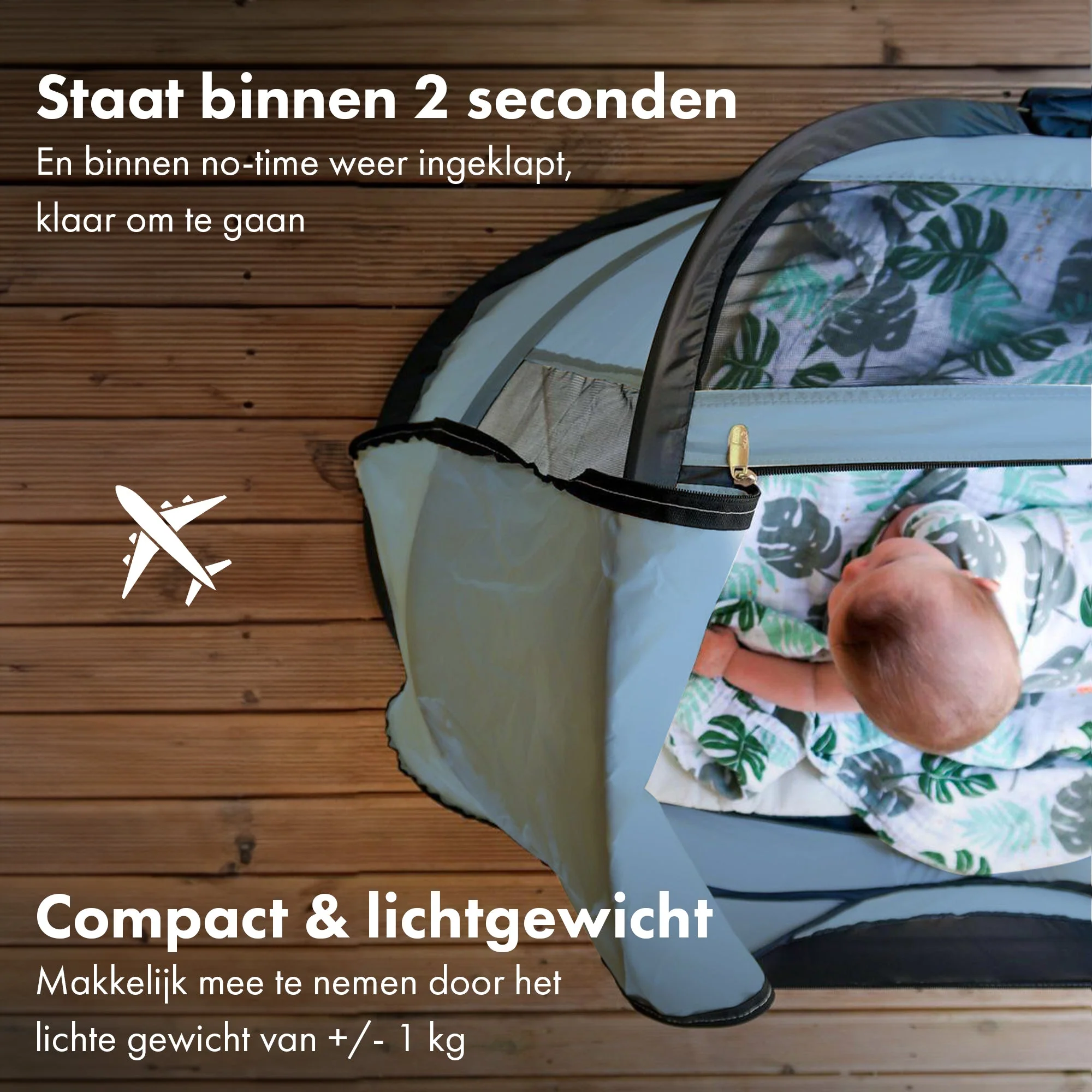 BabyBox: tienda de campaña para bebés, cuna de camping + mantita de algodón - Azul cielo - Image 7