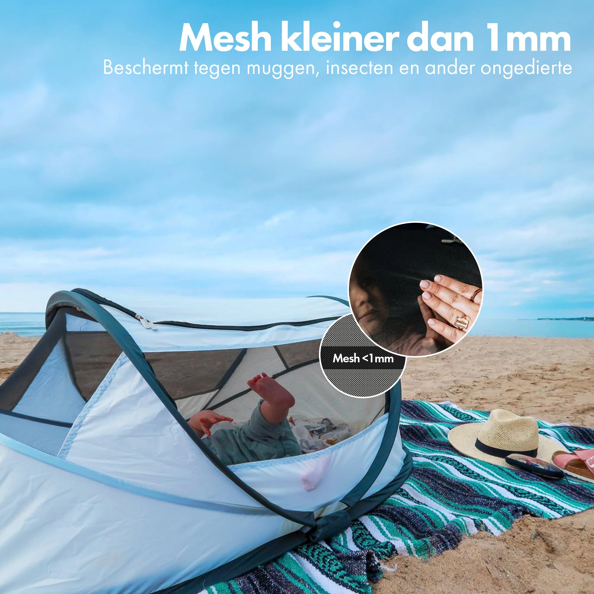 BabyBox: tienda de campaña para bebés, cuna de camping + mantita de algodón - Azul cielo - Image 8