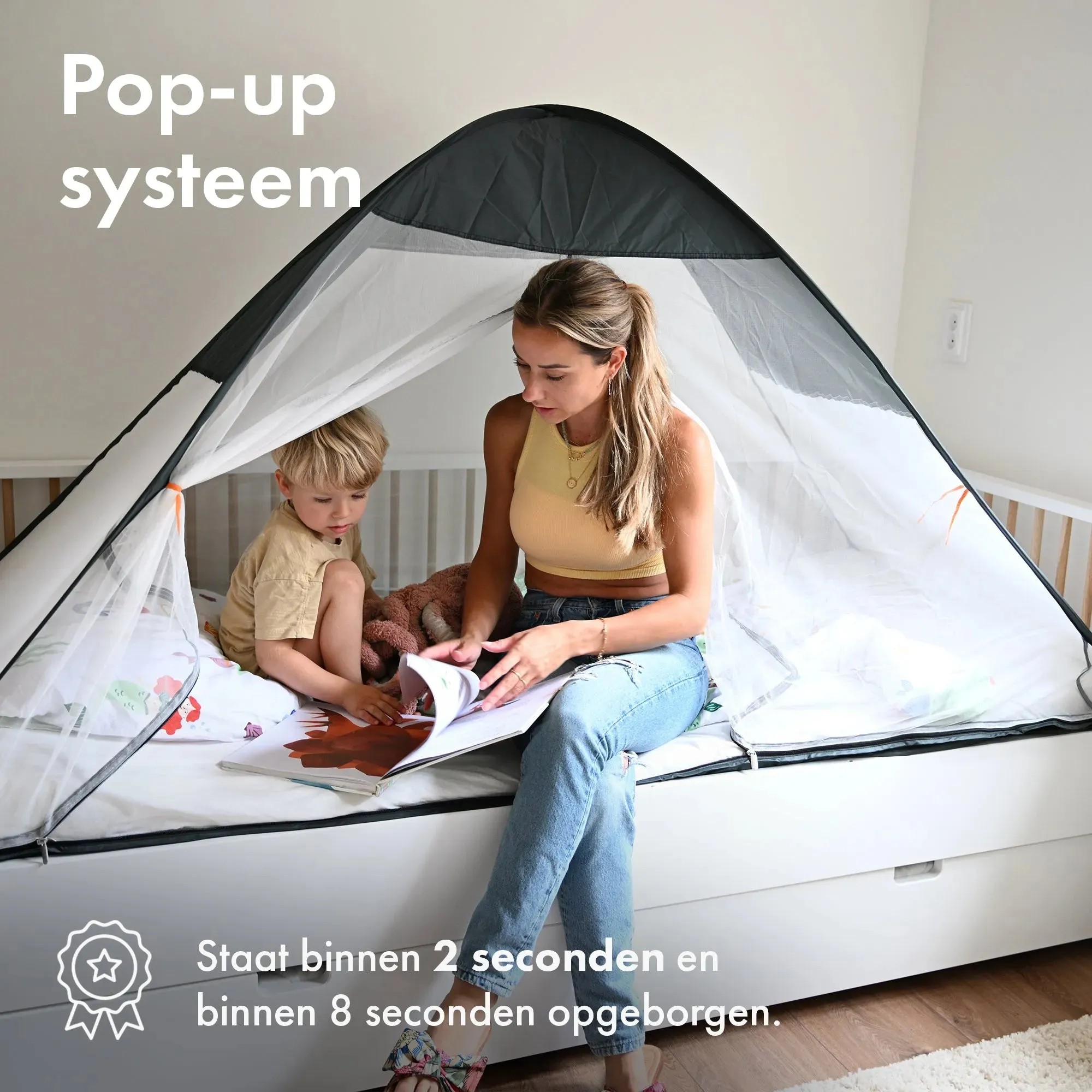 Tienda de cuna pop-up Gris 200x90 - Image 3