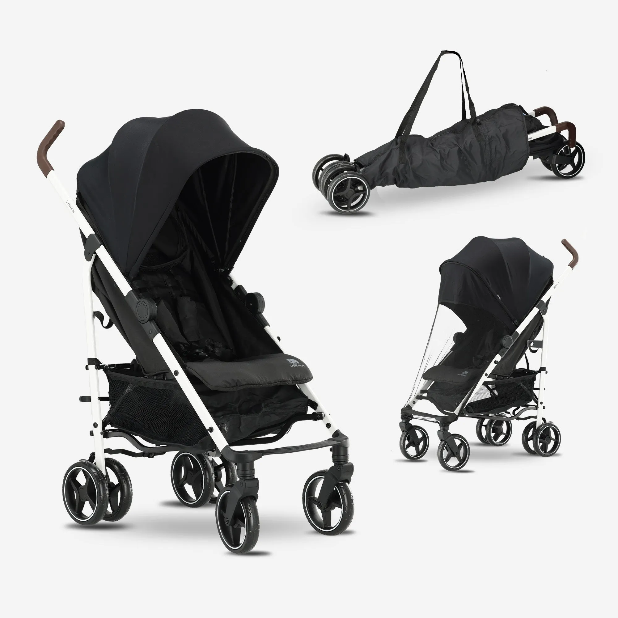 Cochecito Bobbie Paraplu - Incluye mosquitera - Incluye bolsa de transporte - Apto para niños de hasta 22 kg - estructura blanca/negro