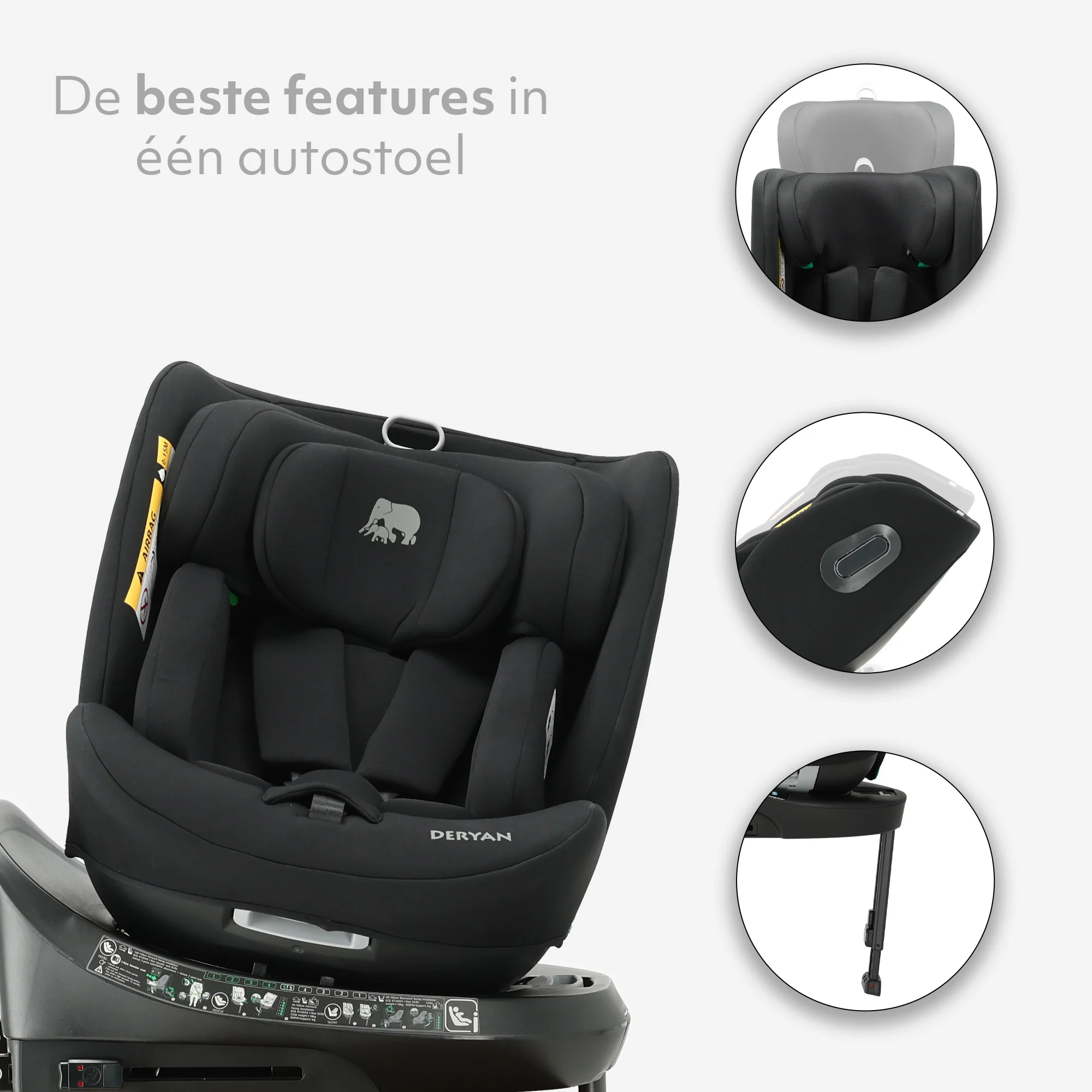 Silla de coche Carly Luxe i-Size - 0-36 kg - Isofix + pata de apoyo - Giratoria 360° - Negro - Image 6