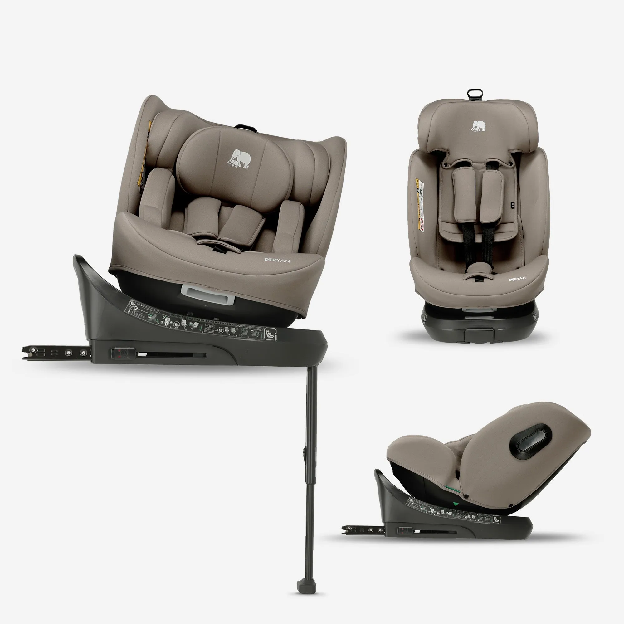 Silla de coche Carly Luxe i-Size - 0-36 kg - Isofix + pata de apoyo - Giratoria 360° - Truffle Sand