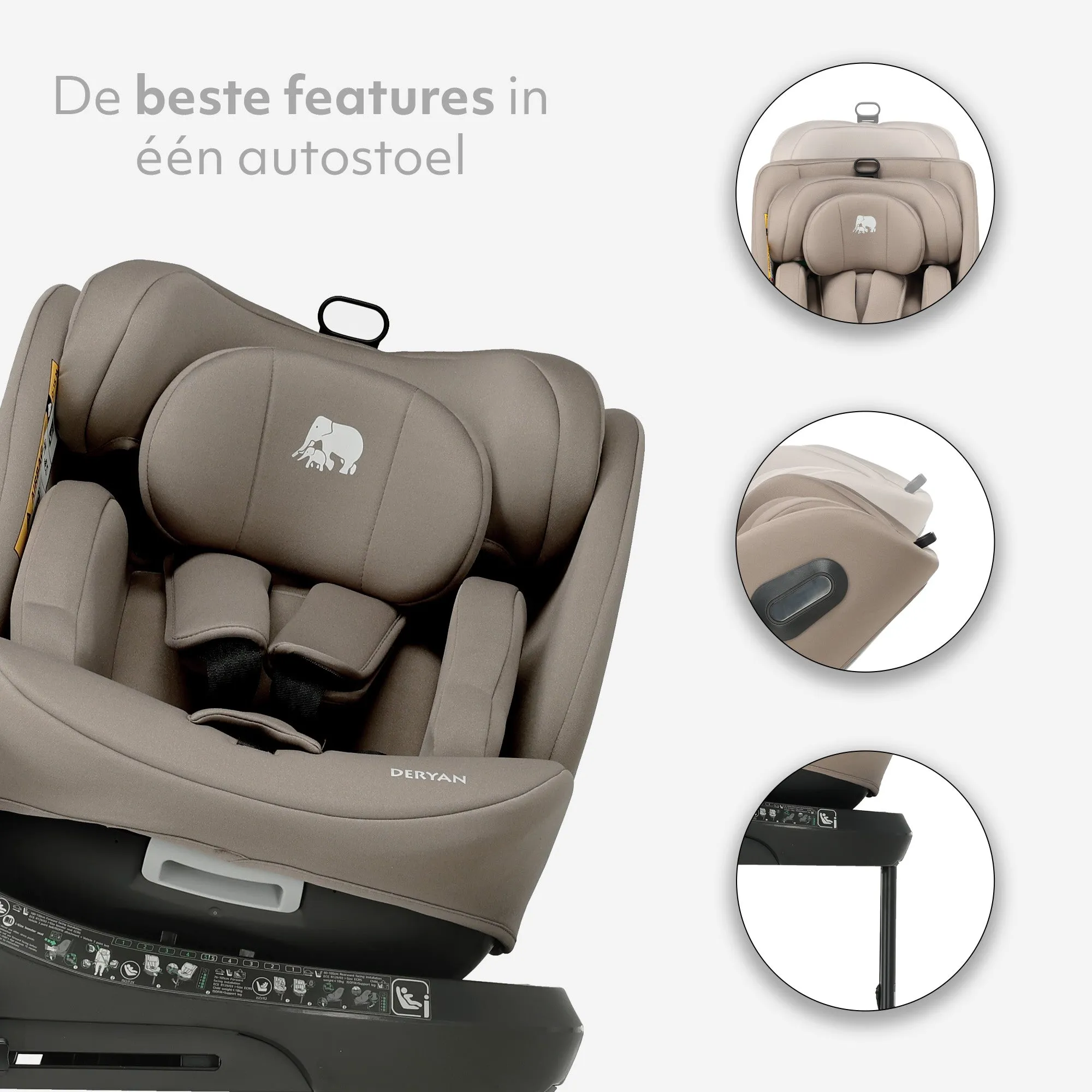 Silla de coche Carly Luxe i-Size - 0-36 kg - Isofix + pata de apoyo - Giratoria 360° - Truffle Sand - Image 7