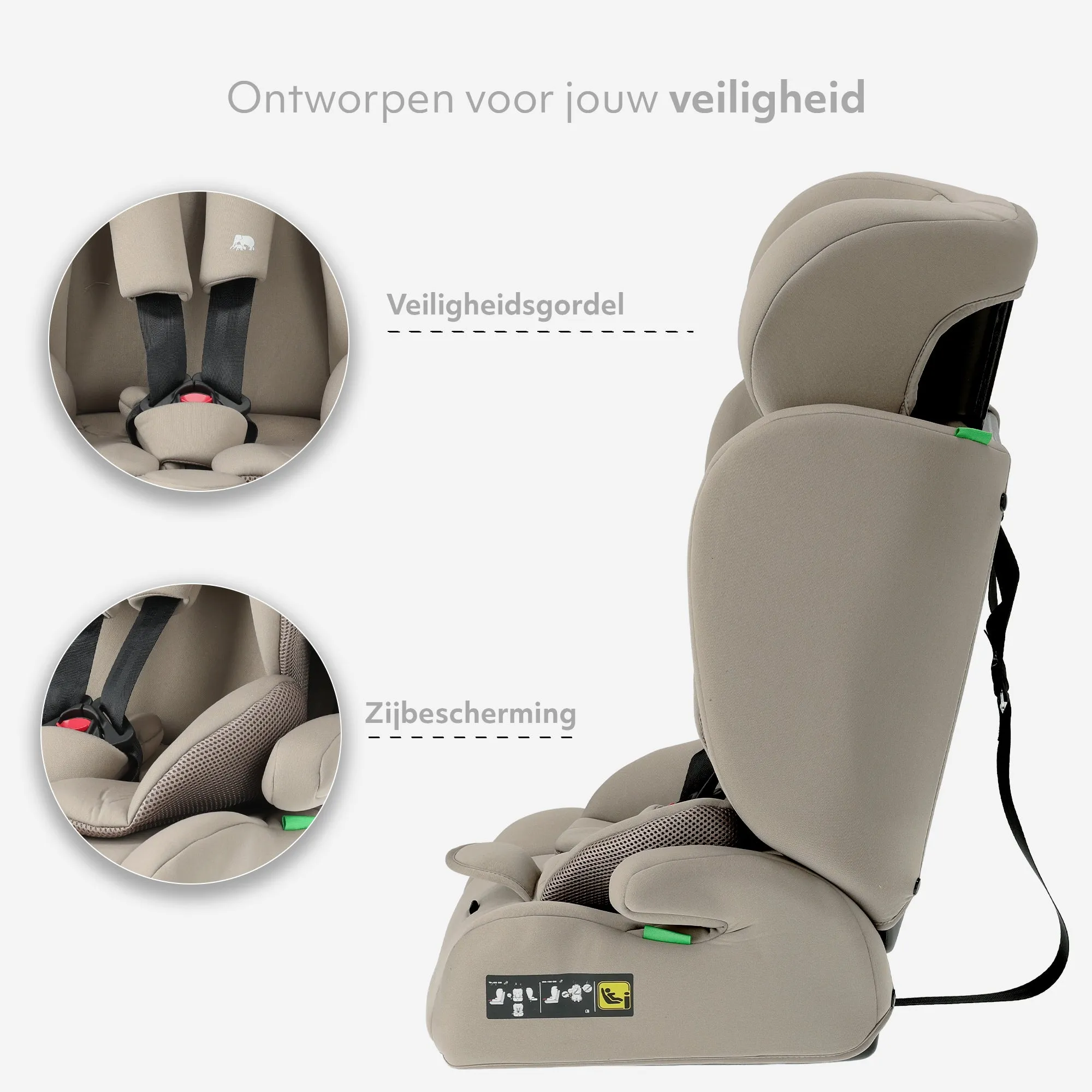 Silla de coche Carter Basic i-Size 76-150 cm - 9-36 kg - Truffle Sand - Image 8