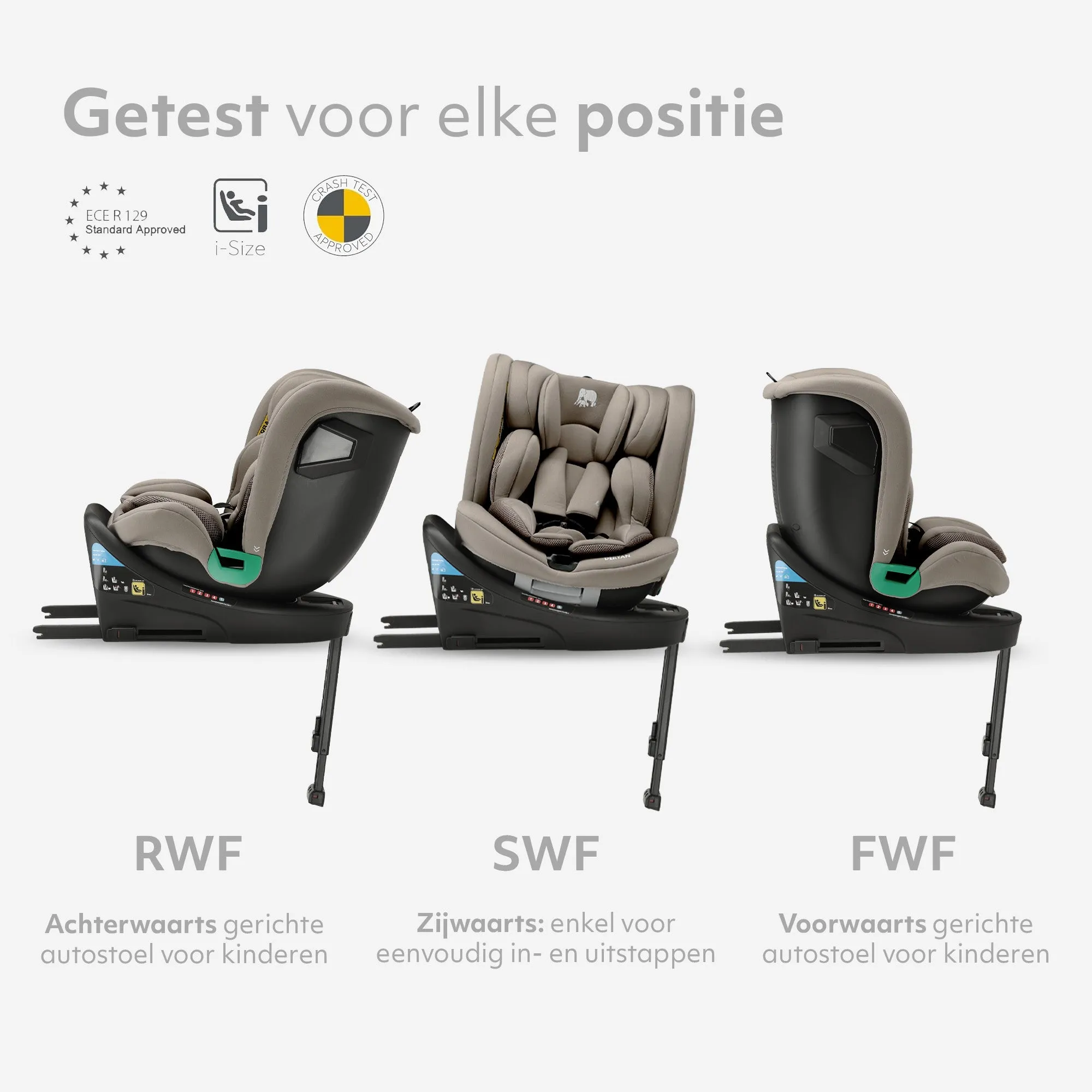 Silla de coche Chase Luxe i-Size/Isofix con pata de apoyo giratoria de 360°, 40-150 cm - 0-36 kg - Truffle Sand - Image 5