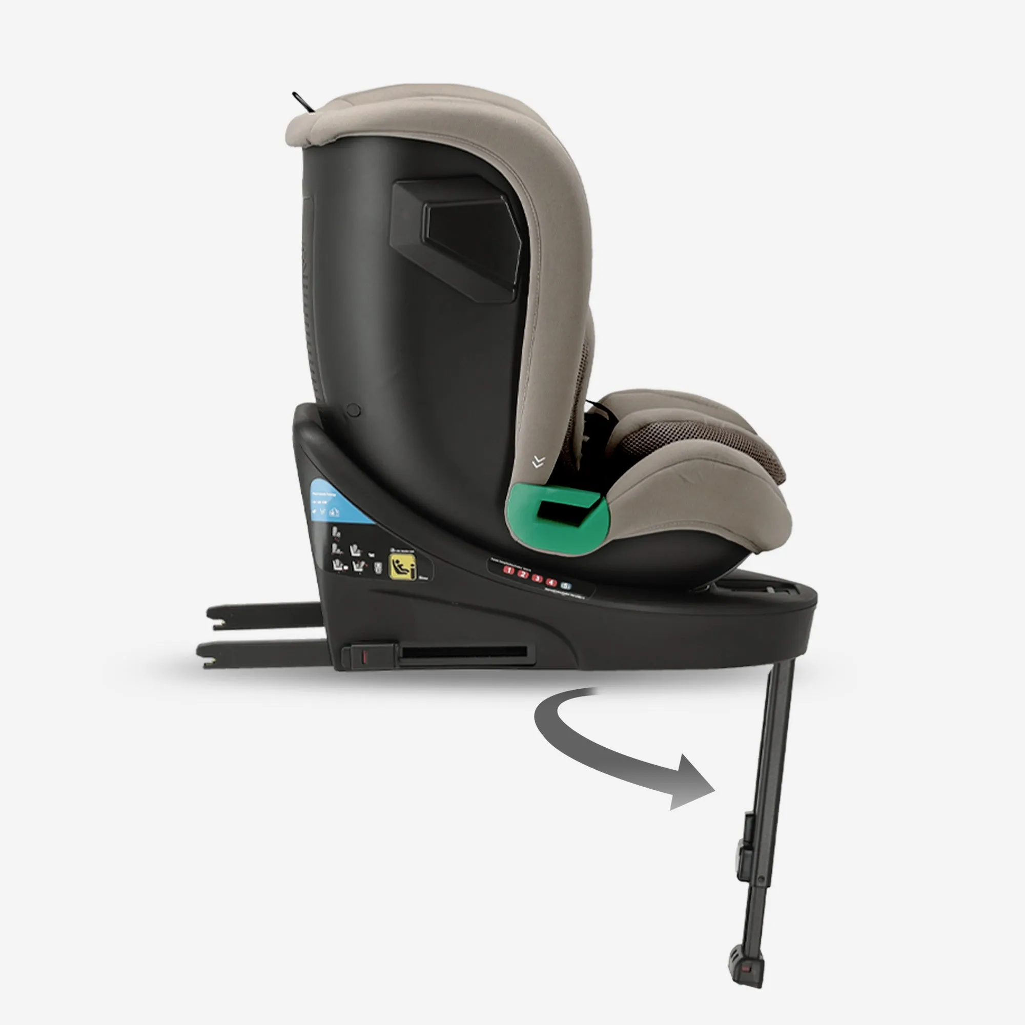 Silla de coche Chase Luxe i-Size/Isofix con pata de apoyo giratoria de 360°, 40-150 cm - 0-36 kg - Truffle Sand - Image 9