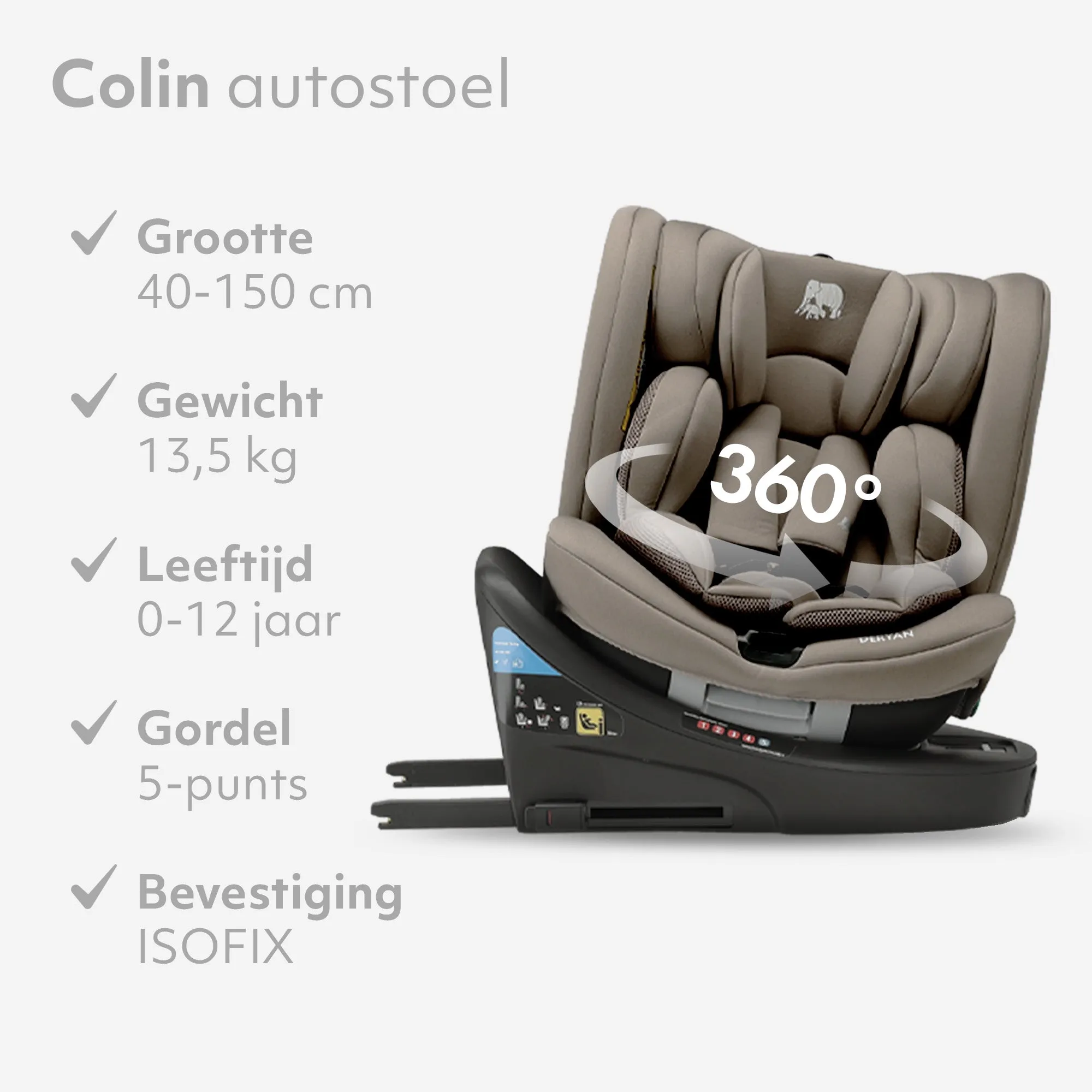 Silla de coche Colin Luxe i-Size/Isofix 360° 40-150 cm - 0-36 kg - Truffle Sand - Image 4