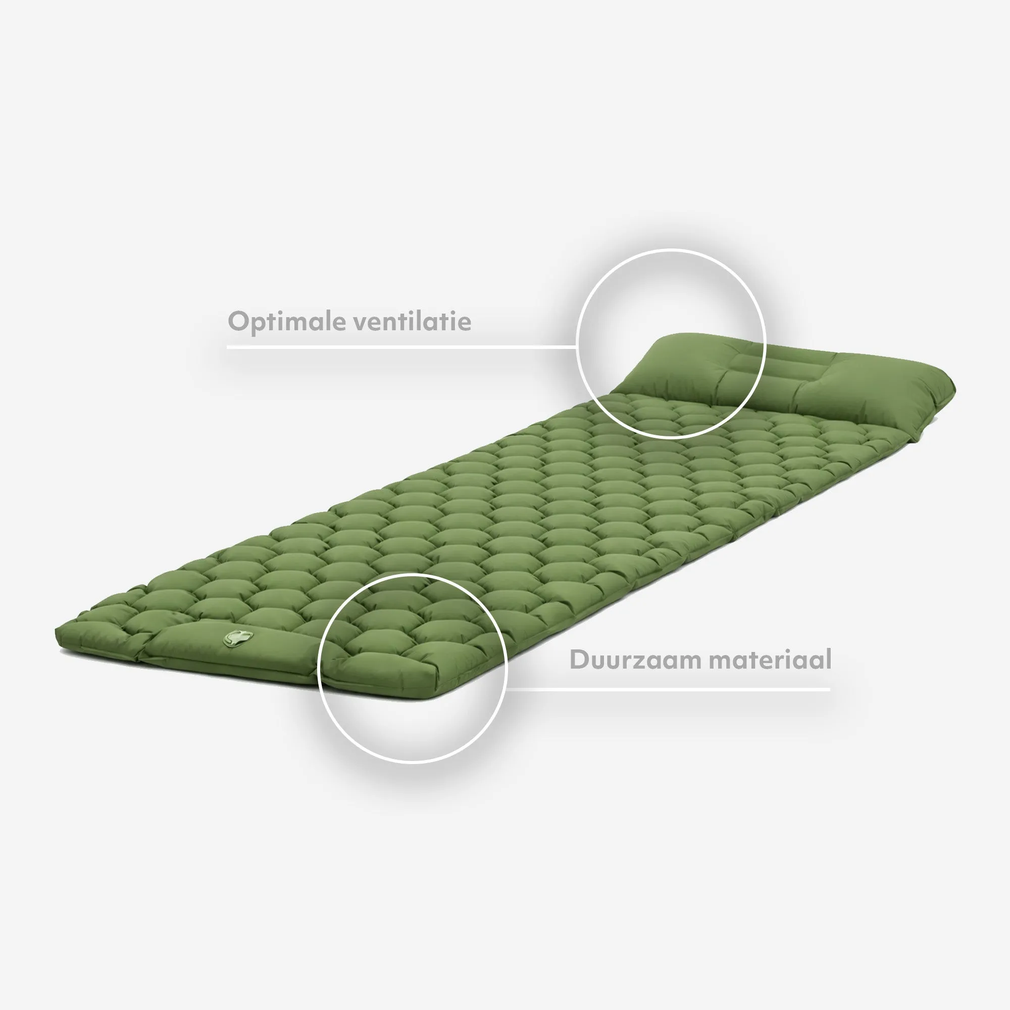 Colchón hinchable Deryan - Colchón hinchable para acampada - Con bolsa incluida - Verde - Image 9