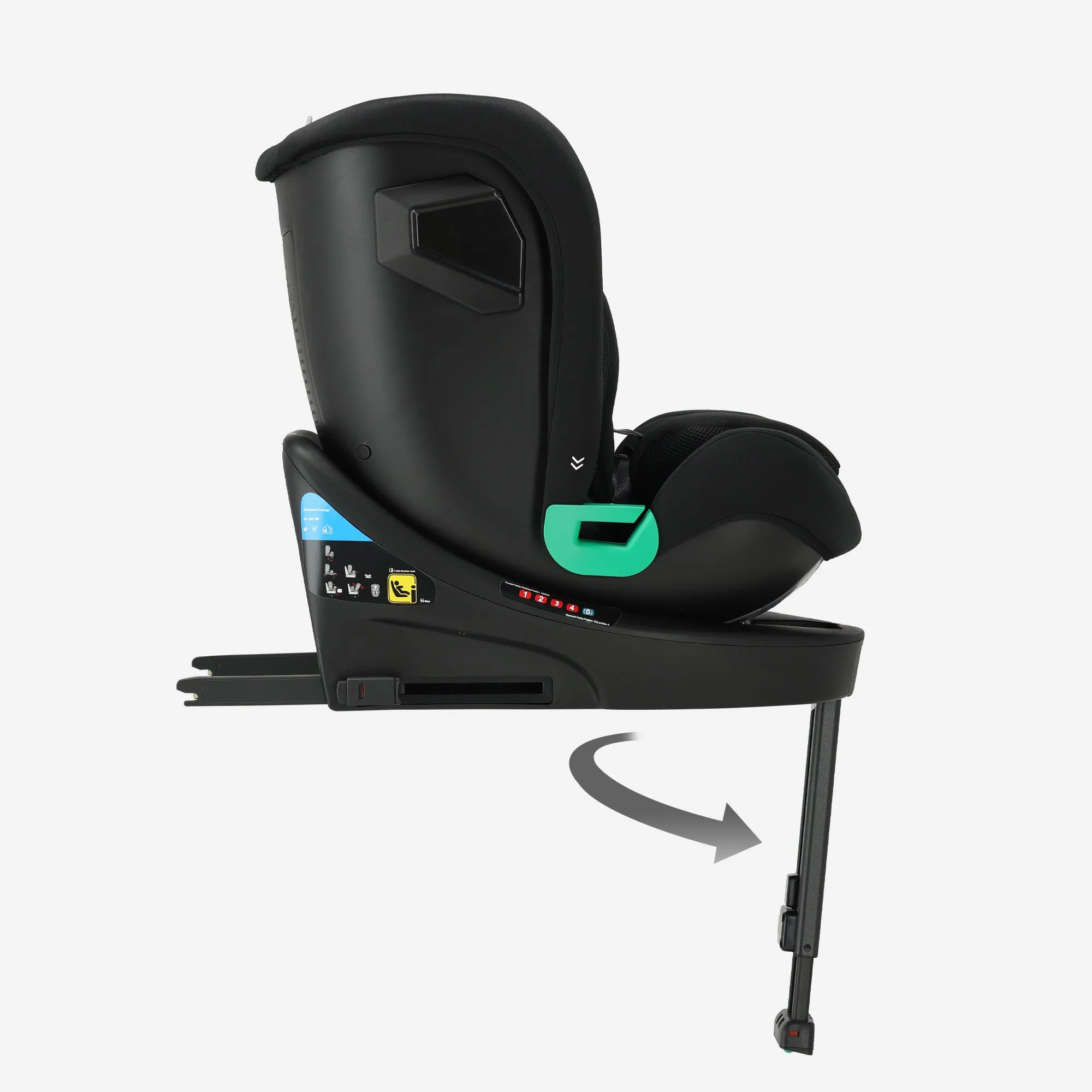 Silla de coche Chase Luxe i-Size - 0-36 kg - Pata de apoyo Isofix - Giratoria 360° - Negro - Image 9