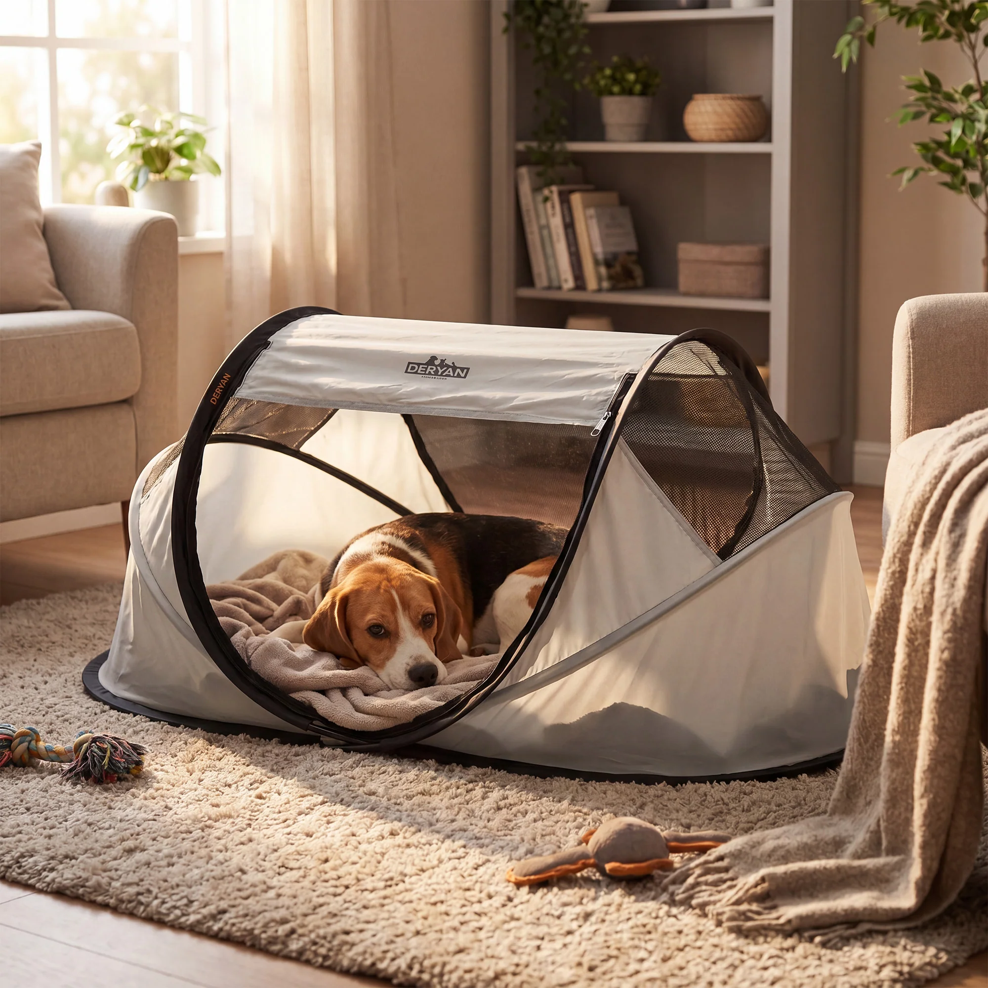 Deryan Perros y Gatos - Luxury Pop-Up Pet Travel-Cot - Corral para perros - Sistema pop-up - Banco plegable - Malla extra gruesa - Mediano - Image 2