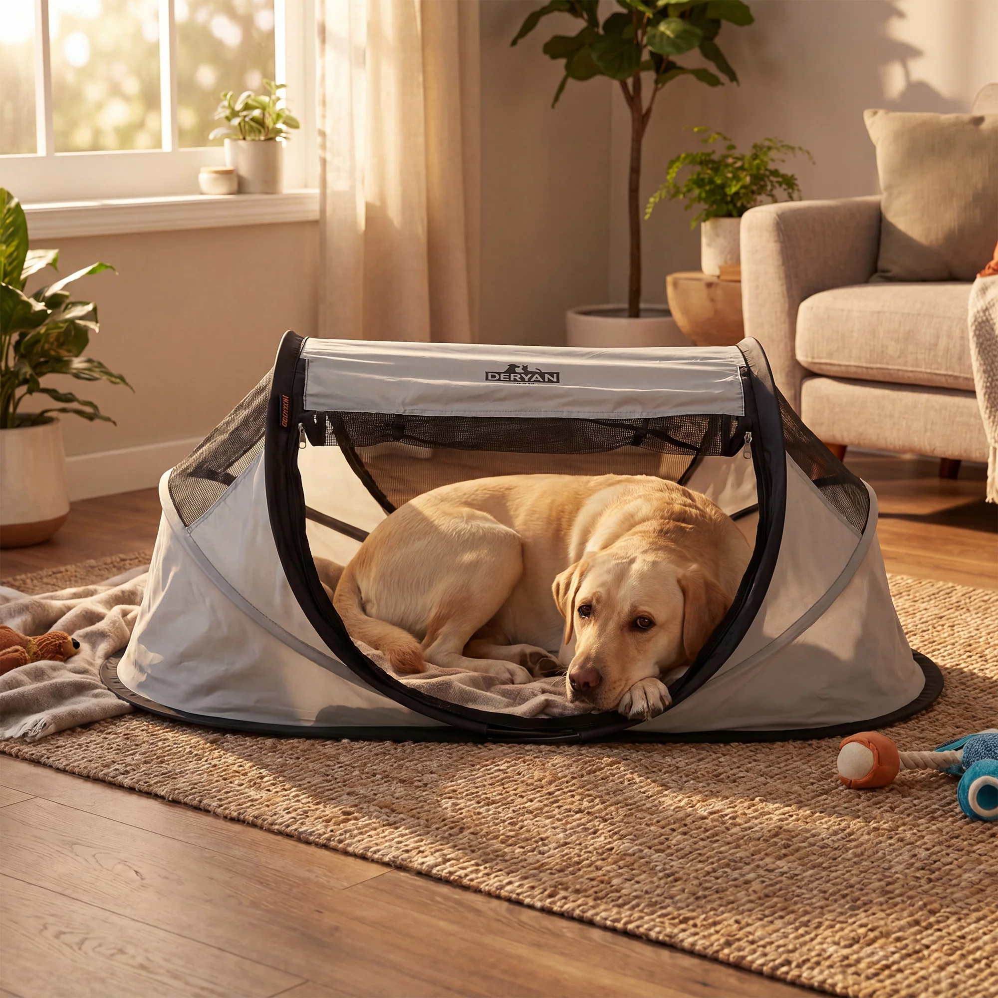 Deryan Perros y Gatos - Luxury Pop-Up Pet Travel-Cot - Corral para perros - Sistema pop-up - Banco plegable - Malla extra gruesa - Mediano - Image 4