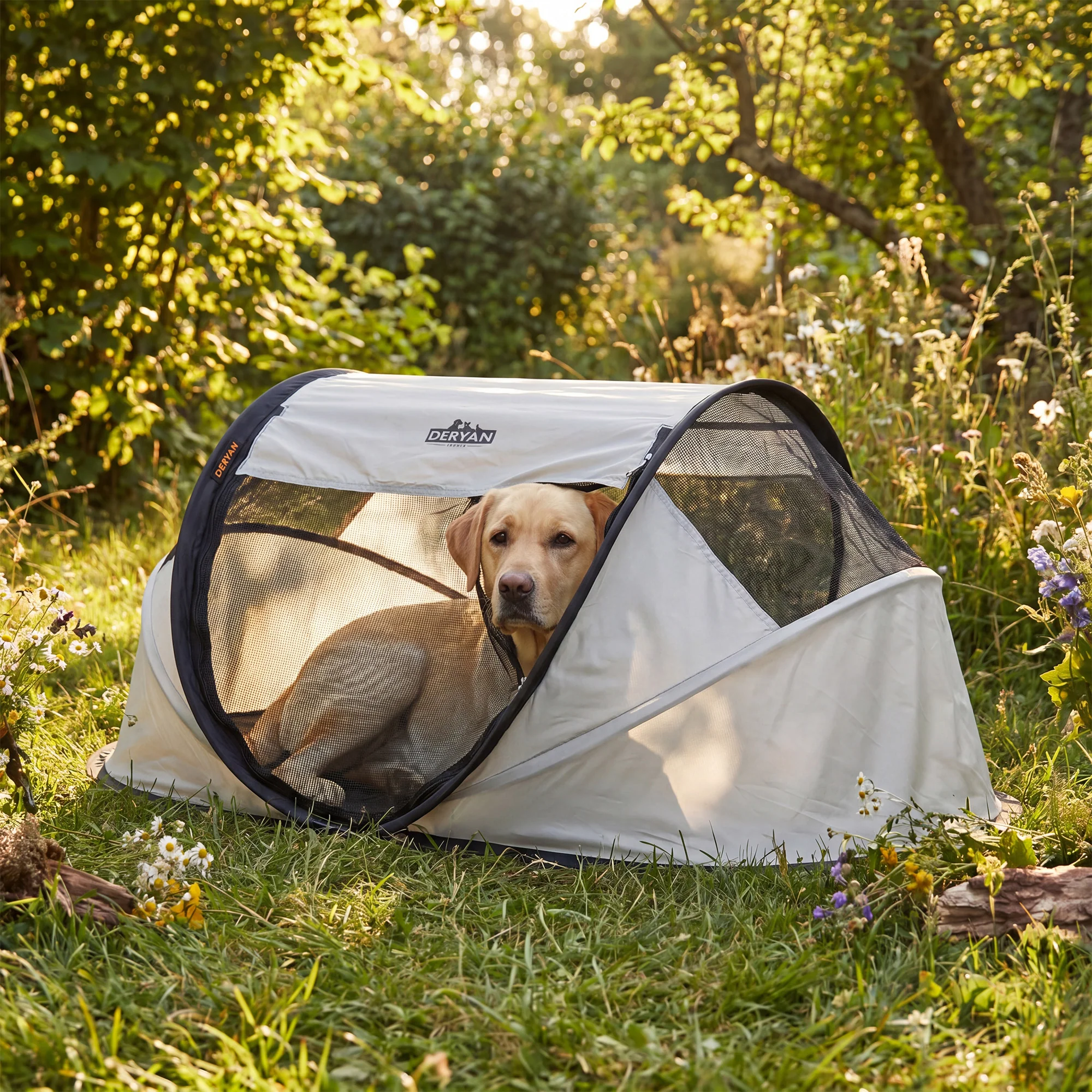 Deryan Perros y Gatos - Luxury Pop-Up Pet Travel-Cot - Corral para perros - Sistema pop-up - Banco plegable - Malla extra gruesa - Mediano - Image 5