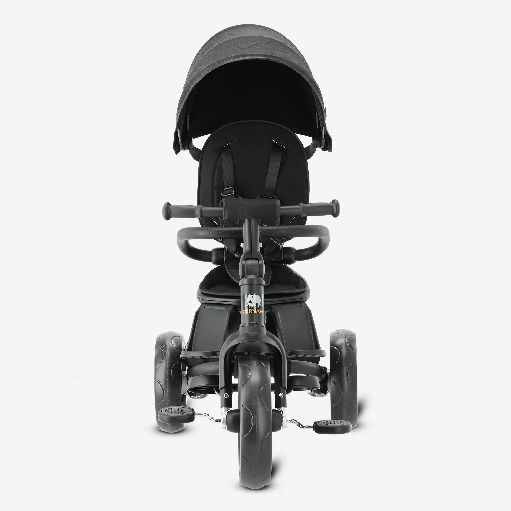 Explorer Luxe Triciclo con barra de empuje - Plegable con cesta negro - Image 3