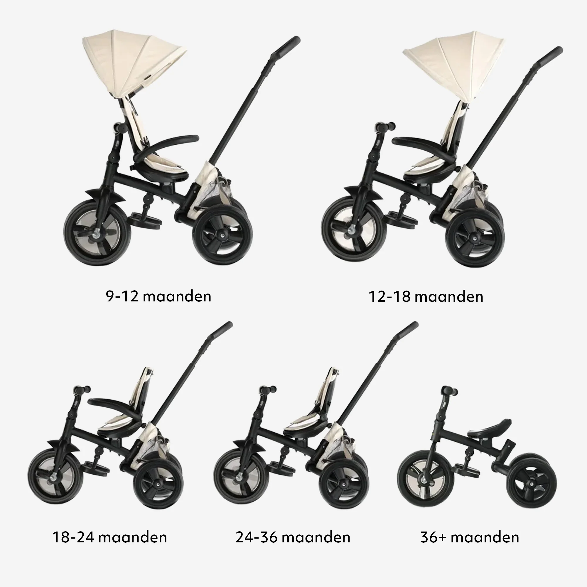 Explorer Luxe Triciclo con manillar - Plegable con cesta crema - Image 10
