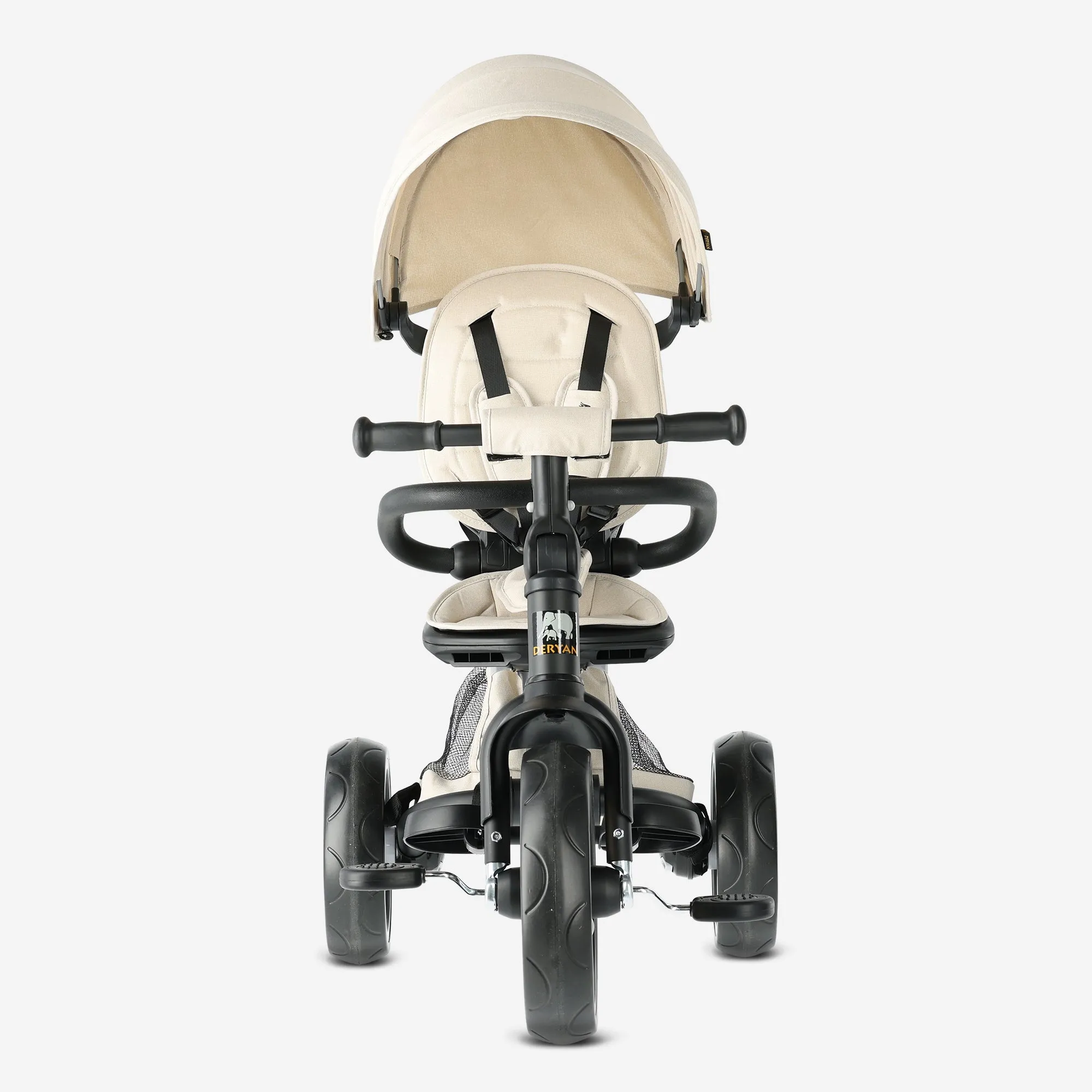 Explorer Luxe Triciclo con manillar - Plegable con cesta crema - Image 3