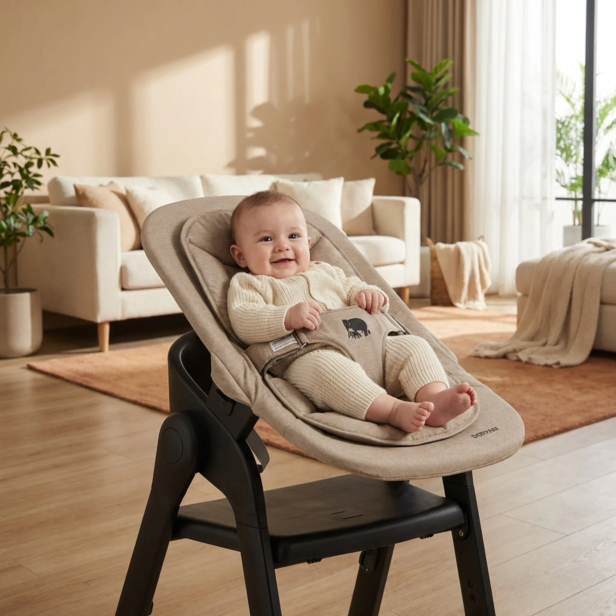 Silla infantil Deryan con hamaca - Negro/Nougat - Image 13