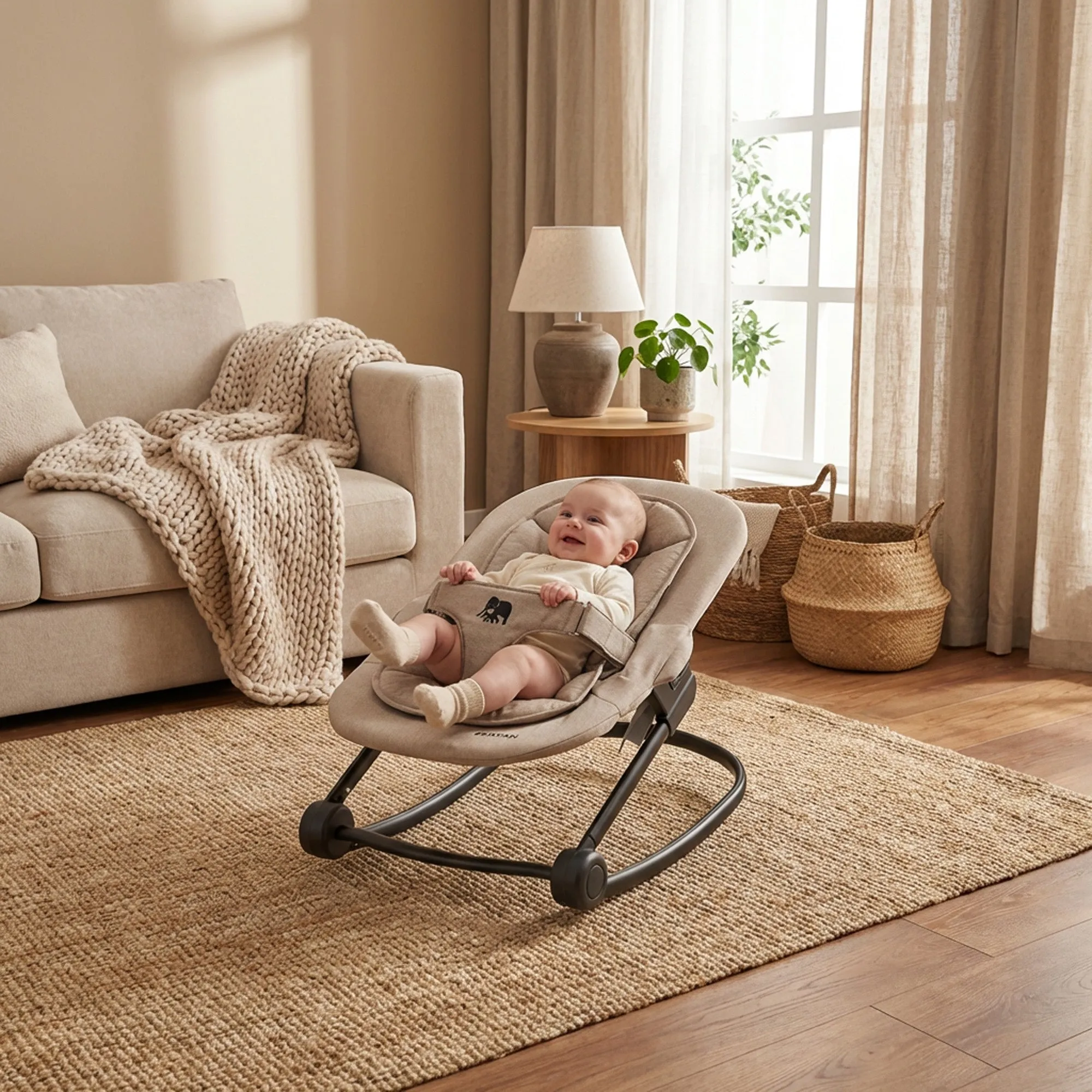 Silla infantil Deryan con hamaca - Negro/Nougat - Image 19