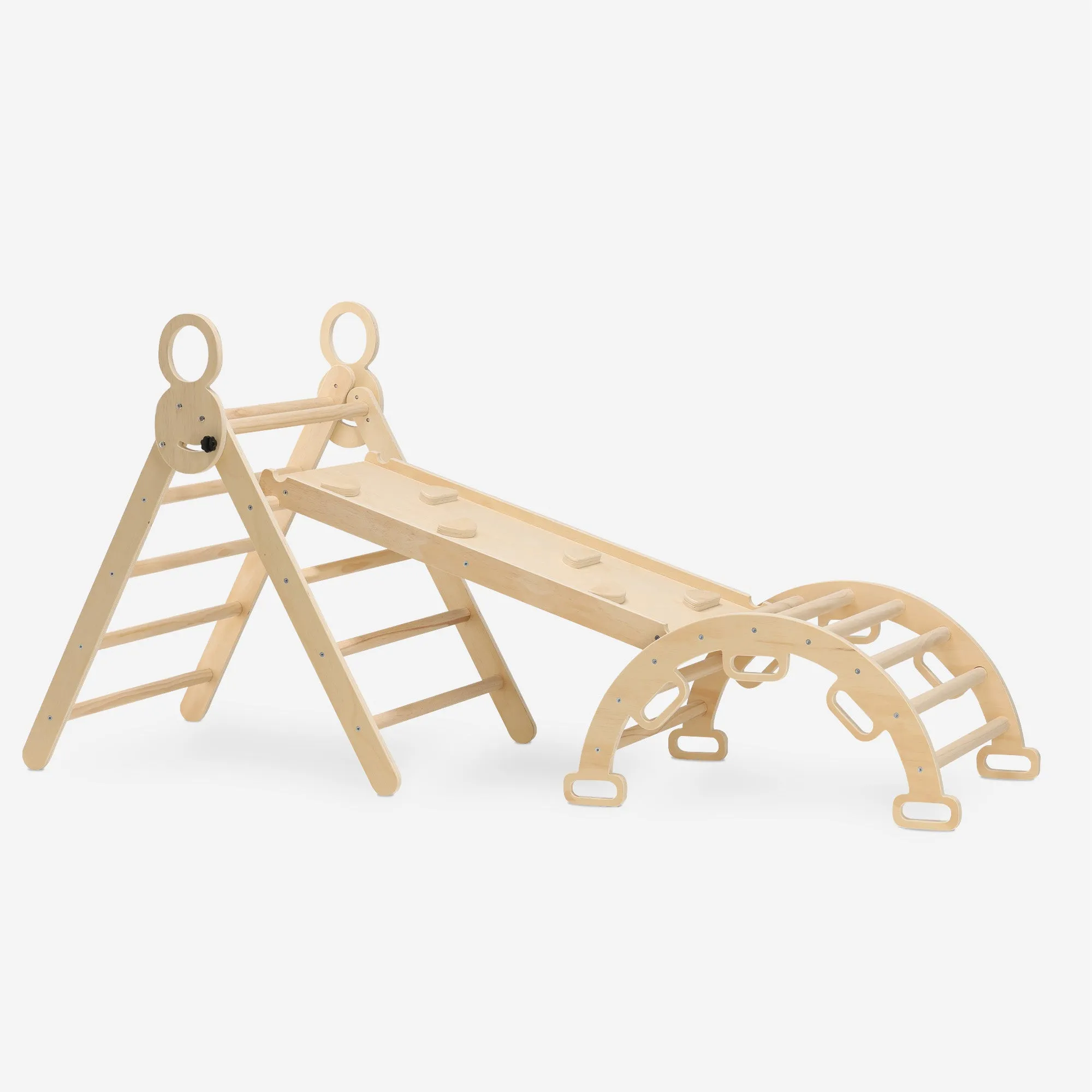 Estructura de escalada XXL de lujo - Triángulo plegable + Arco de escalada + Rampa con tobogán