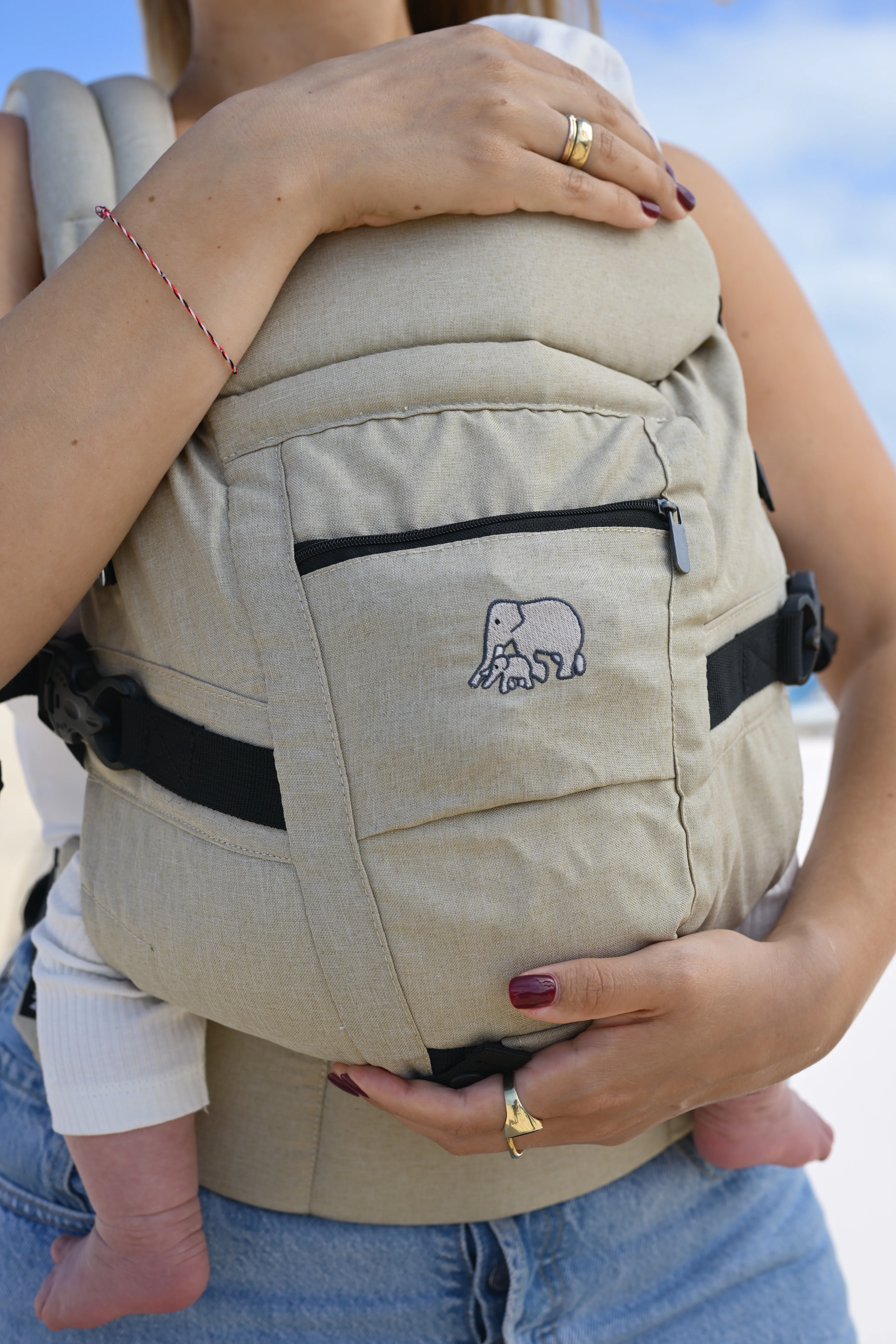 Mochila porta bebé 4 en 1 - Crema - Image 6