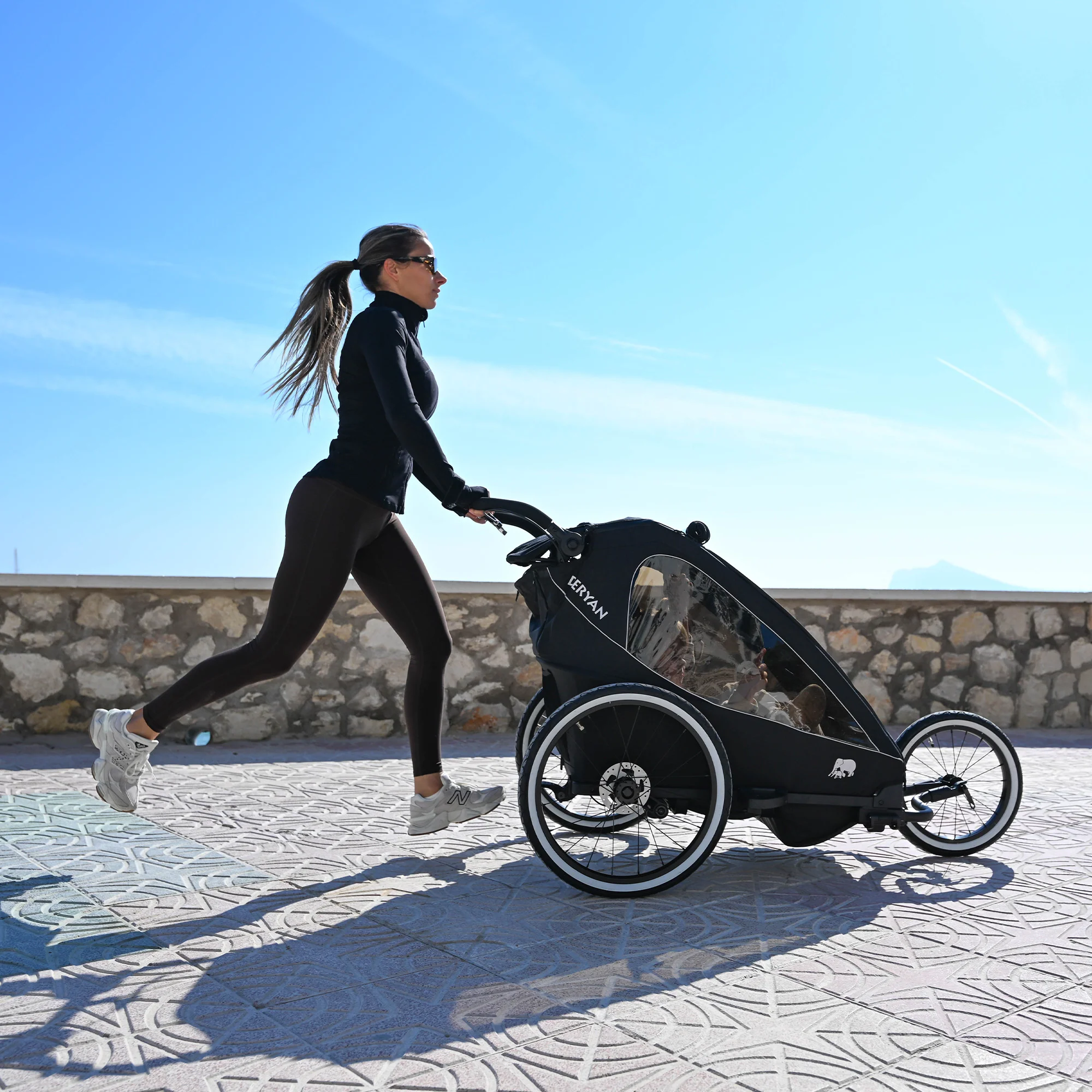 Carro de bicicleta de lujo V2 - Cochecito para pasear - Cochecito para correr Negro - Image 12