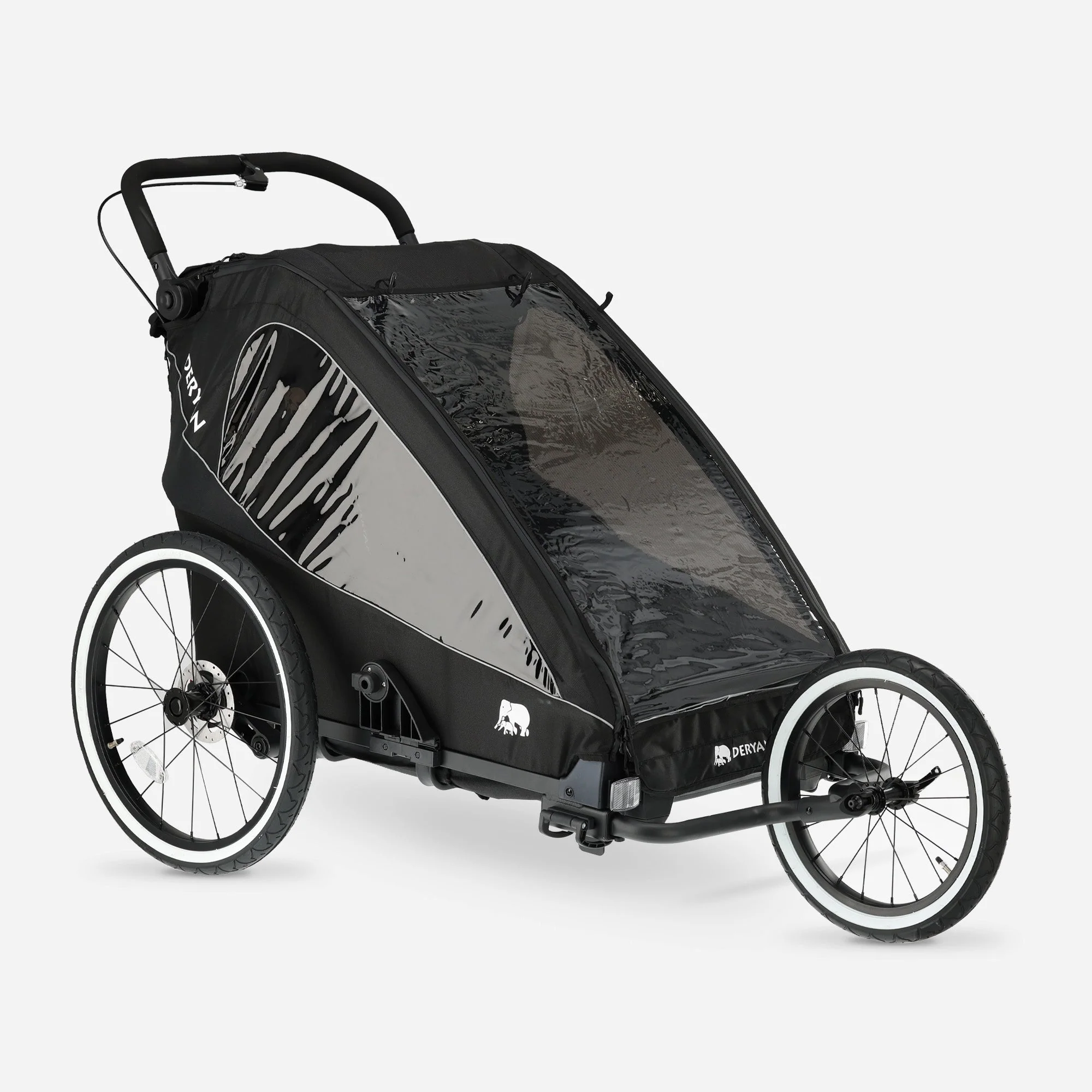 Carro de bicicleta de lujo V2 - Cochecito para pasear - Cochecito para correr Negro - Image 4