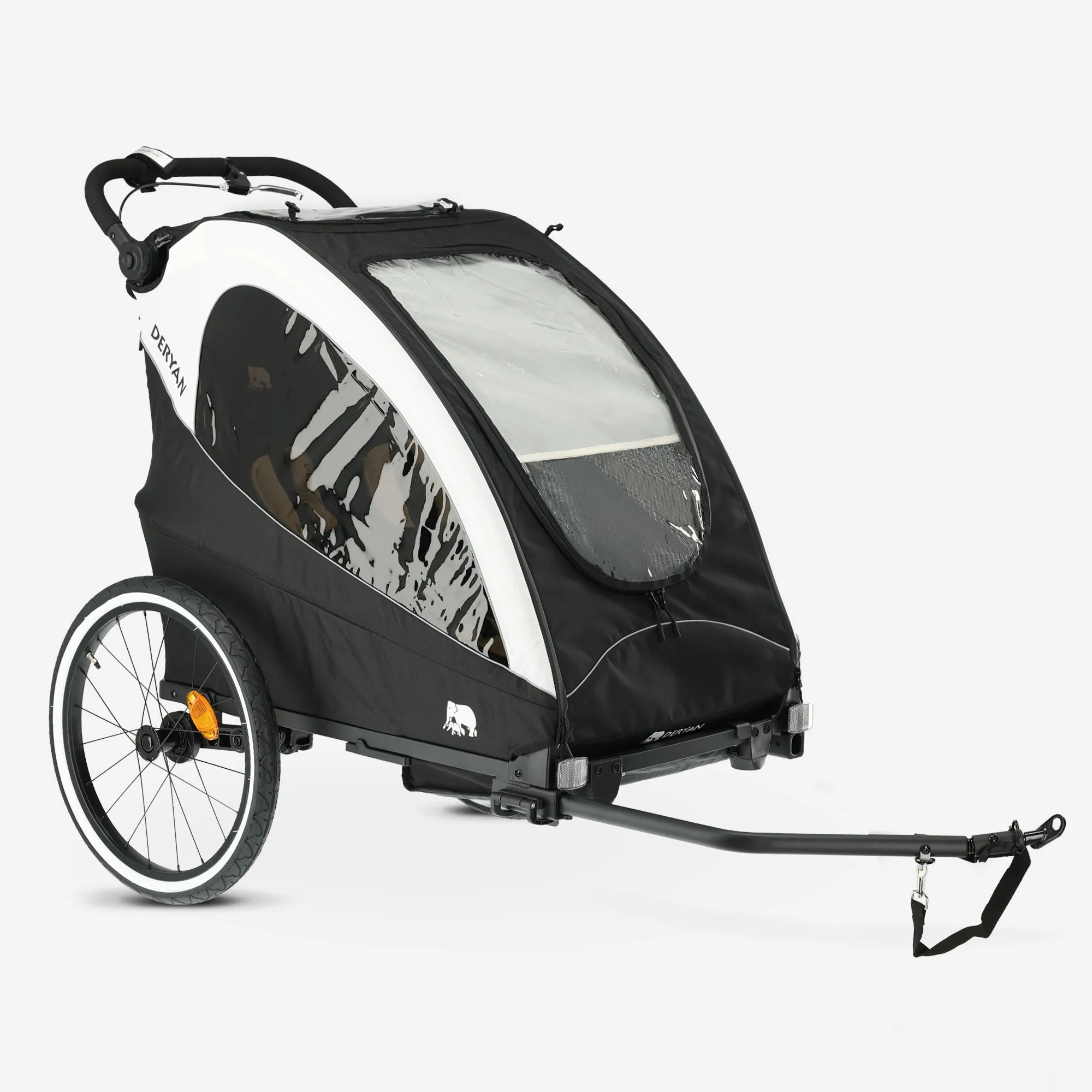 Carro de bicicleta de lujo: carro de bicicleta, cochecito y silla de paseo para correr - Negro/Crema - Image 10