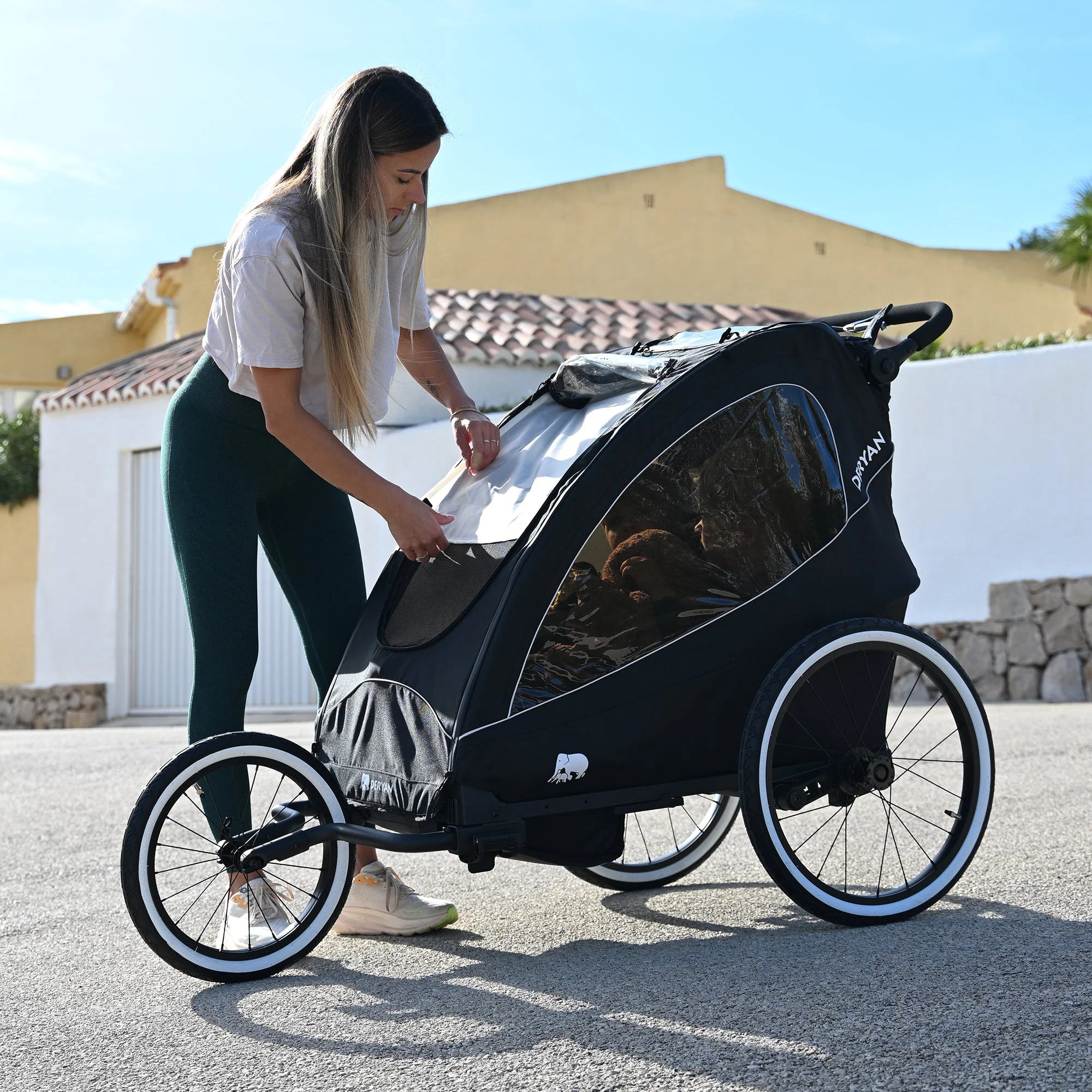 Carro de bicicleta de lujo - carro de bicicleta, cochecito y carrito para correr - Negro - Image 3