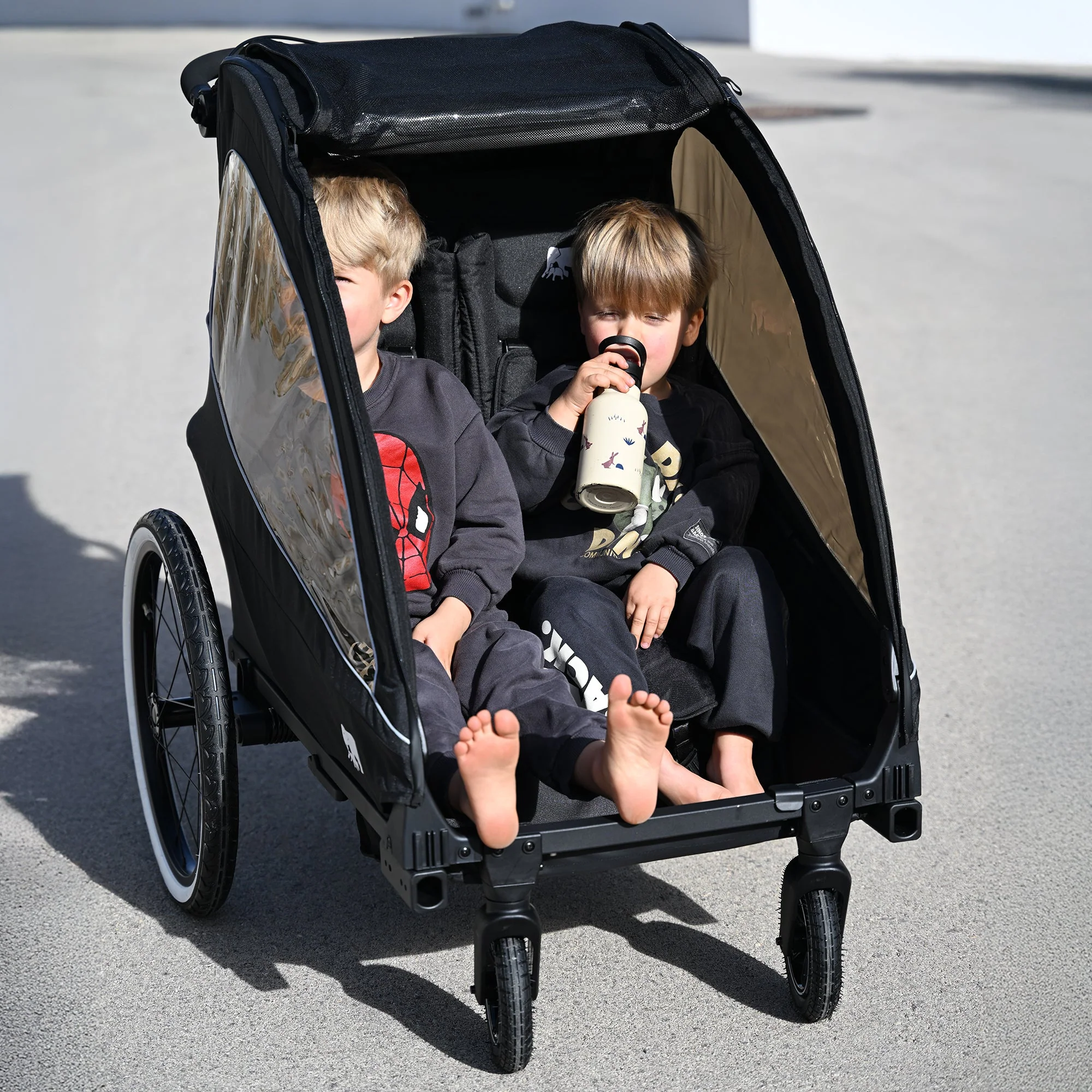 Carro de bicicleta de lujo - carro de bicicleta, cochecito y carrito para correr - Negro - Image 5