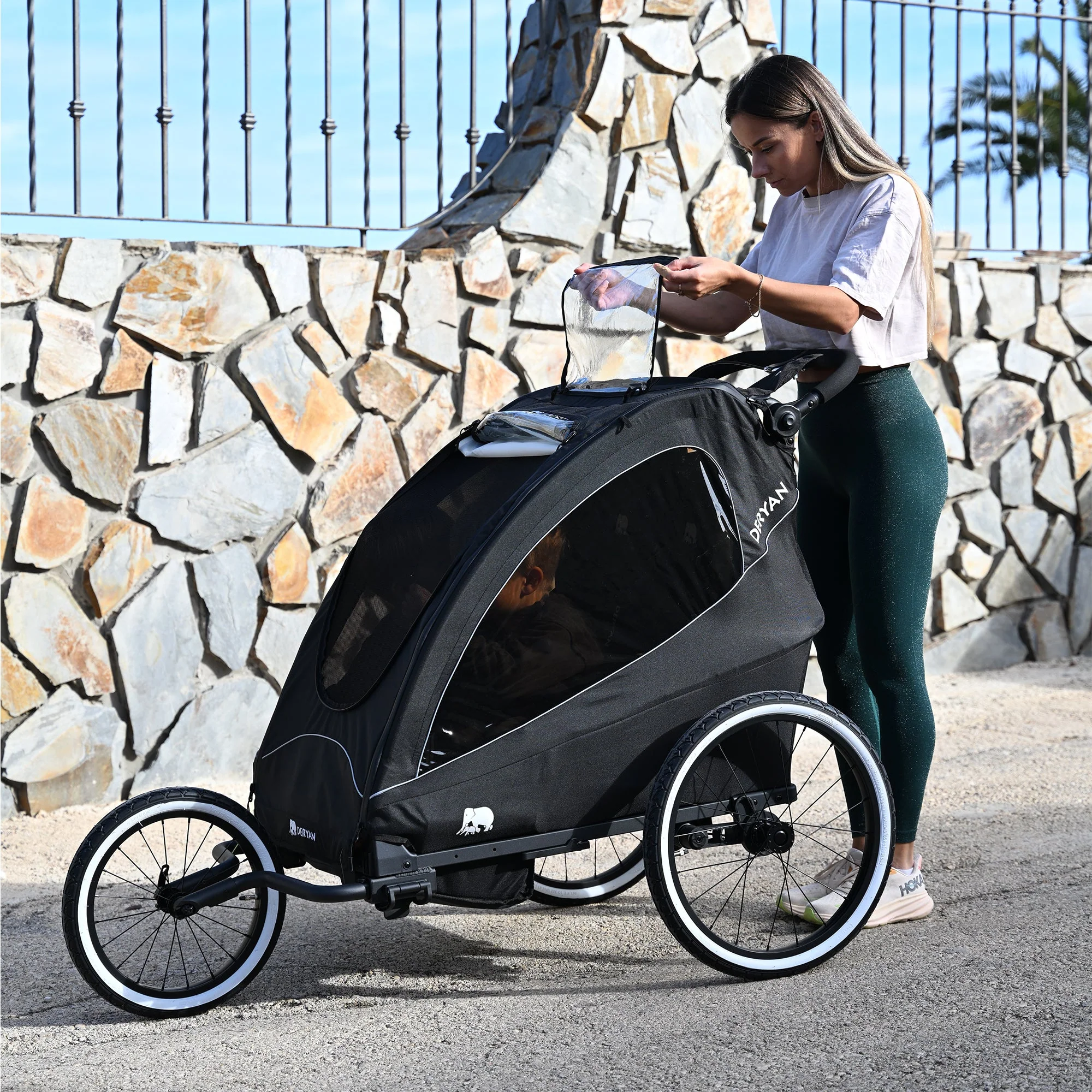 Carro de bicicleta de lujo - carro de bicicleta, cochecito y carrito para correr - Negro - Image 6