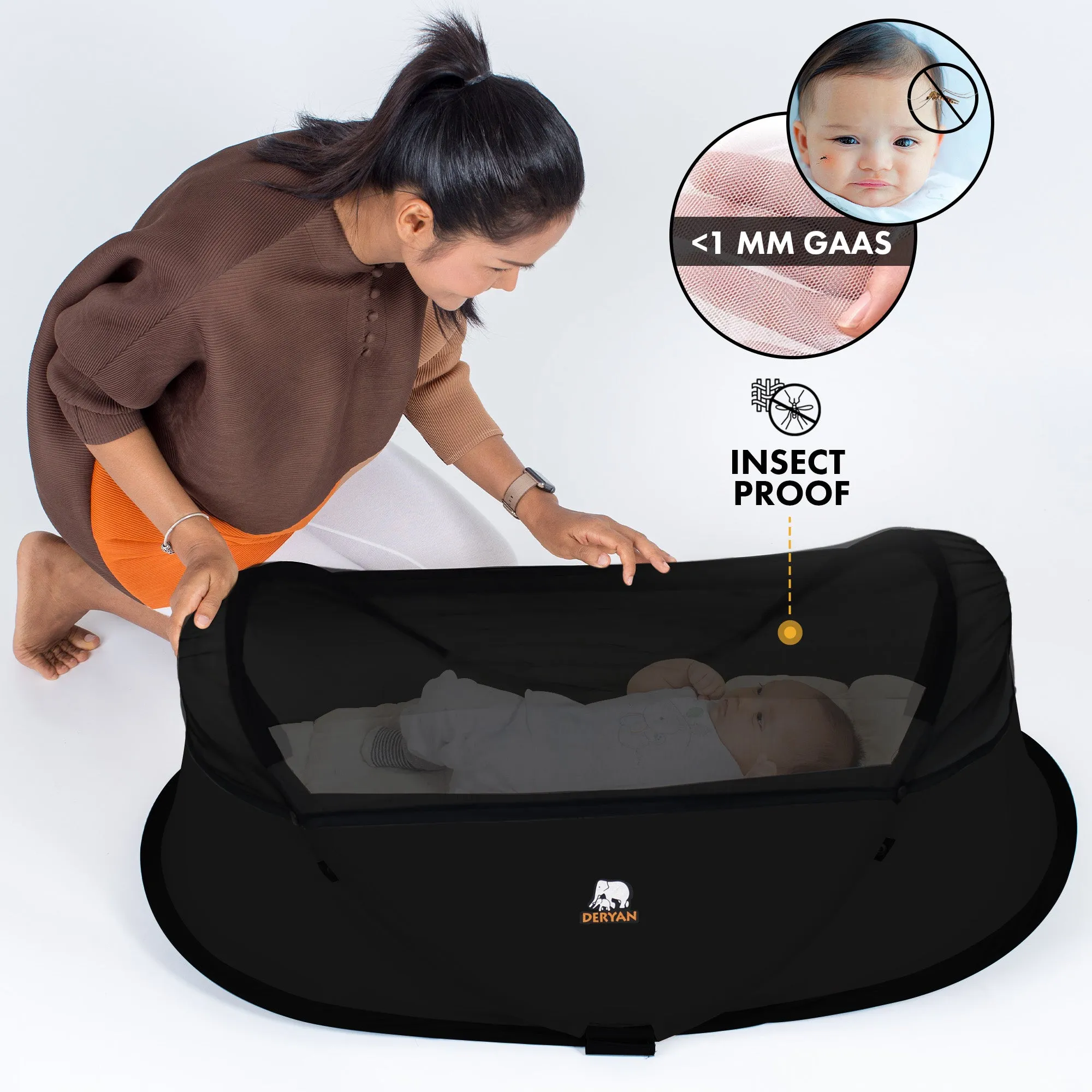 Cuna de camping para bebés - Negro - Image 4