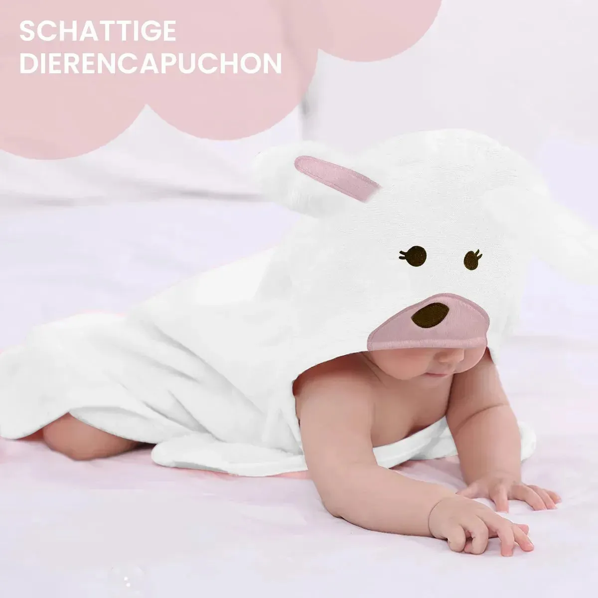 Manta polar multifuncional con capucha Rabbit Pink - Wrap Blanket - Manta 75x100 cm - Image 2
