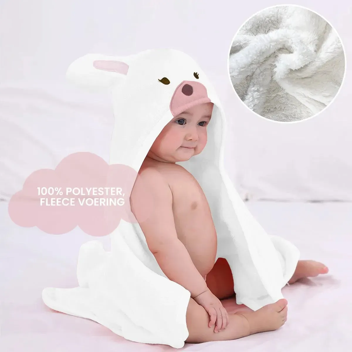 Manta polar multifuncional con capucha Rabbit Pink - Wrap Blanket - Manta 75x100 cm - Image 4