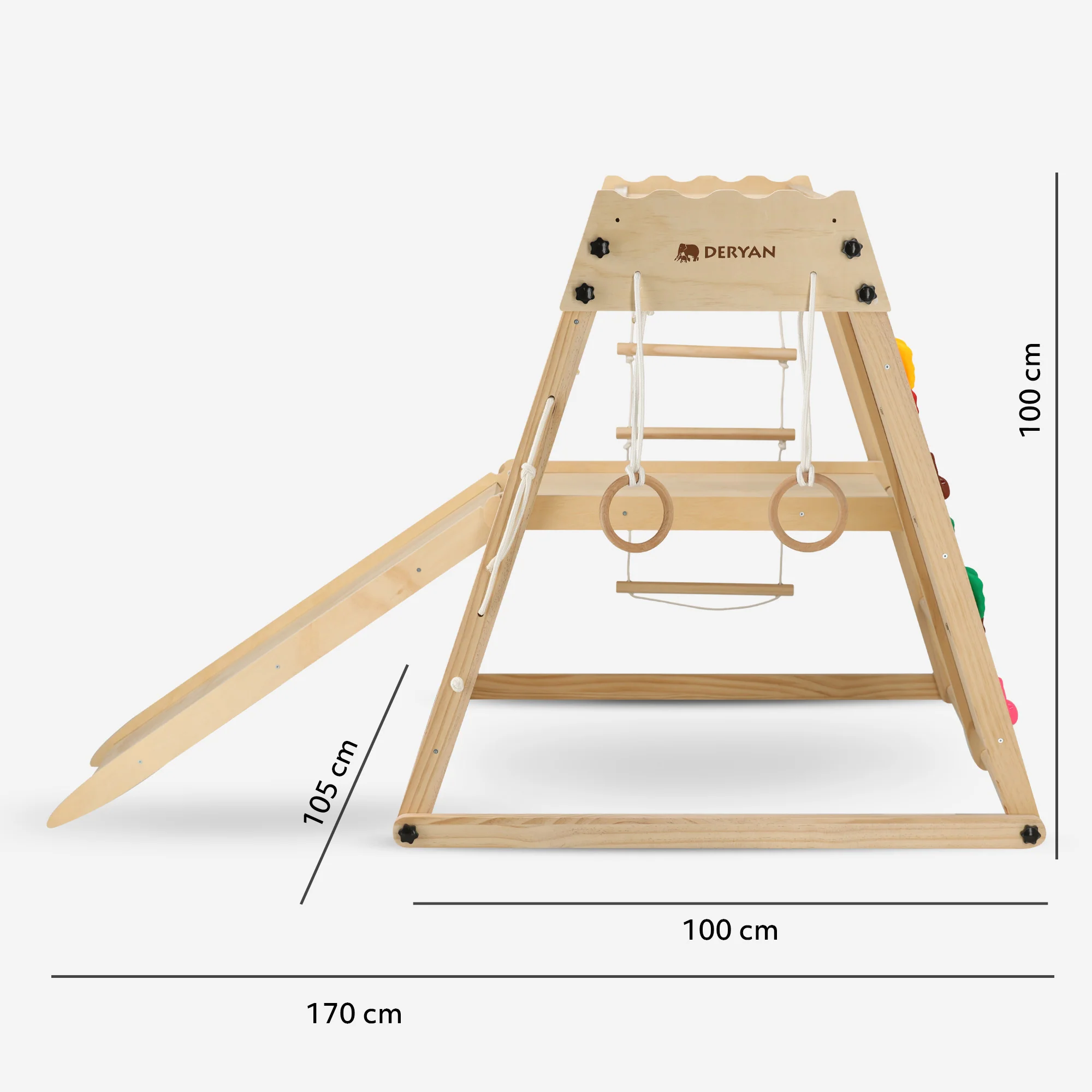 Escalador de madera de lujo - Equipo de juego para niños - Con tobogán + muro de escalada y accesorios - Image 6