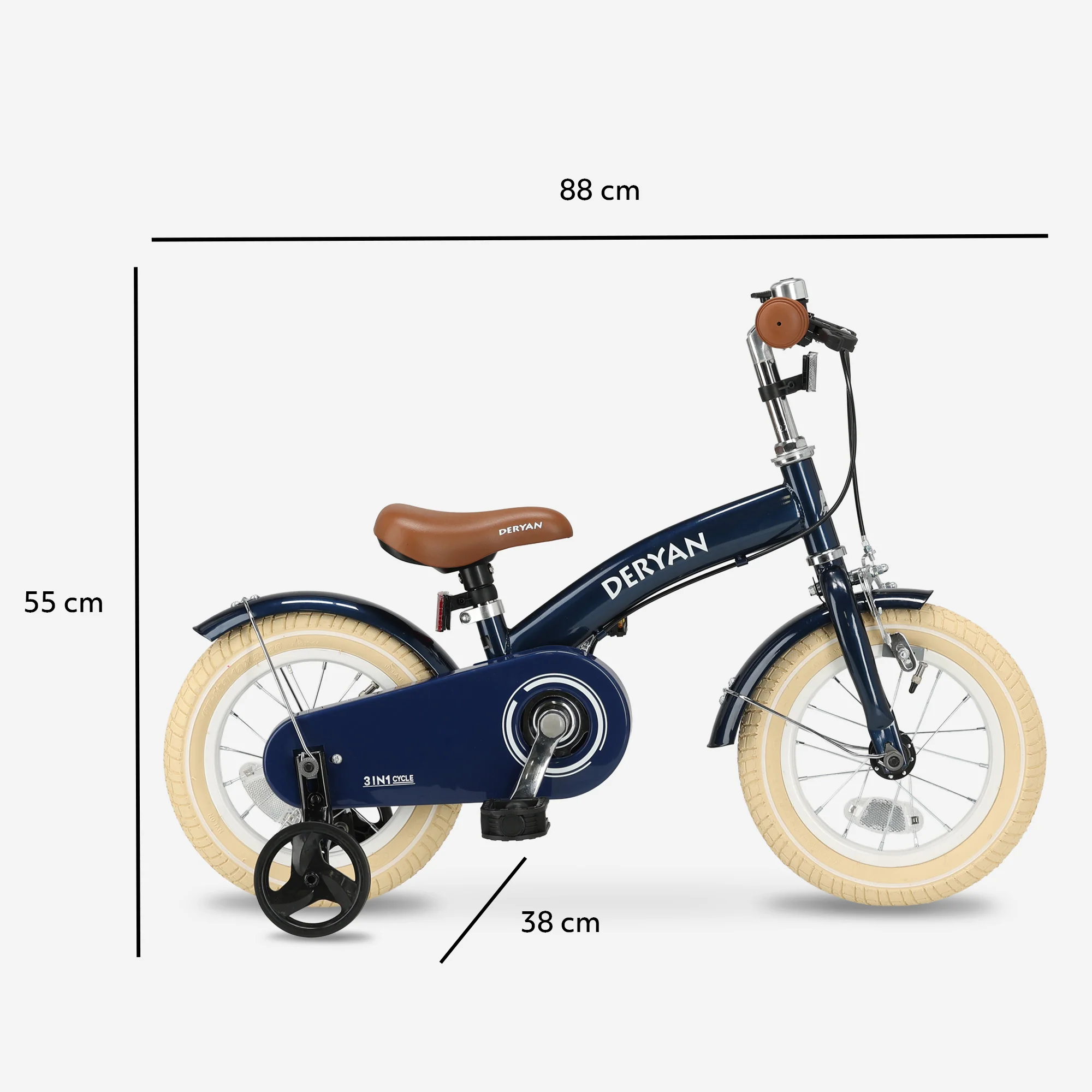 Bicicleta infantil de lujo 12 pulgadas - 3 en 1 - bicicleta de equilibrio Azul - Image 10