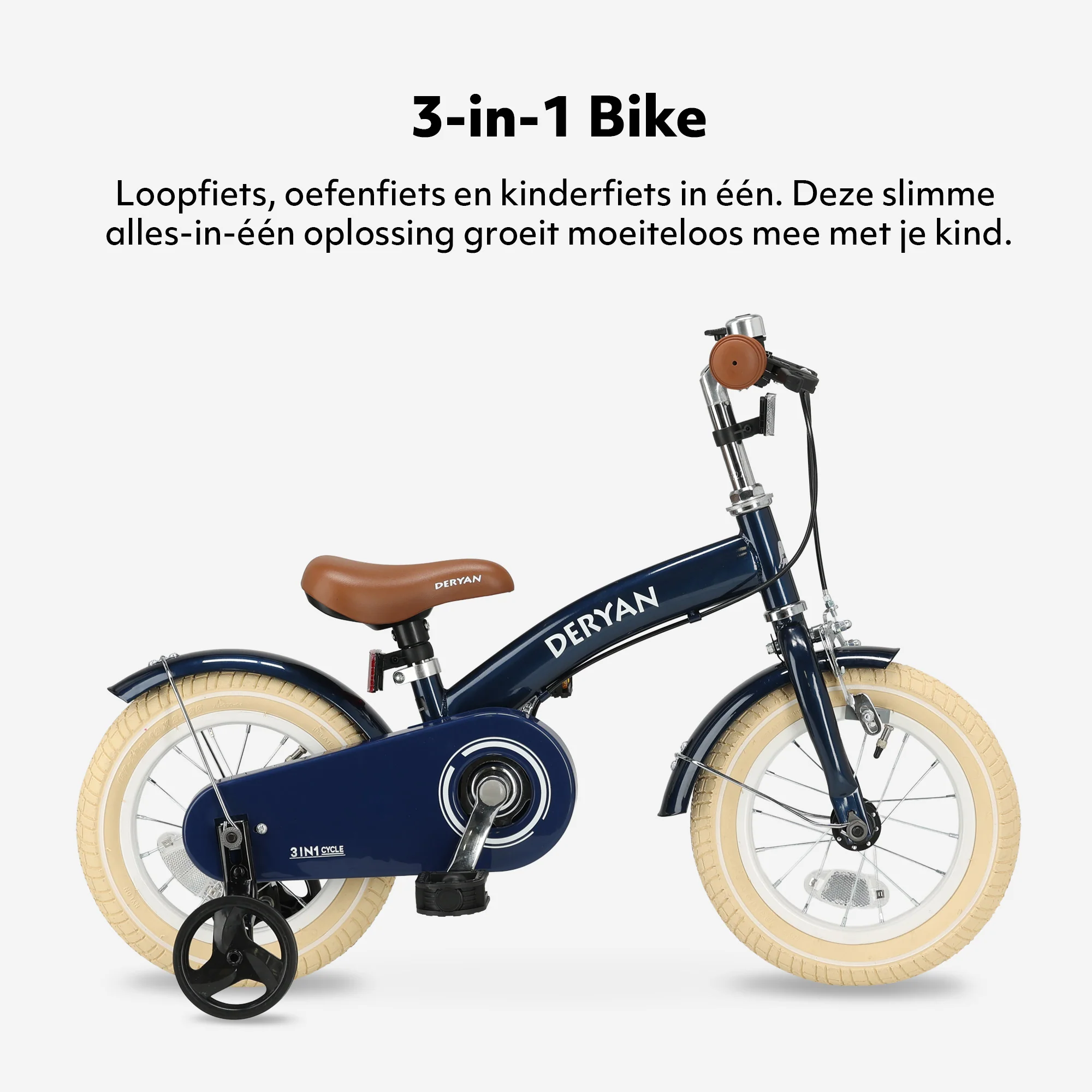 Bicicleta infantil de lujo 12 pulgadas - 3 en 1 - bicicleta de equilibrio Azul - Image 3