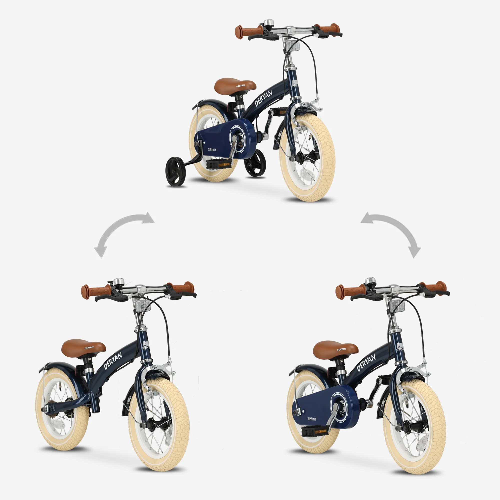 Bicicleta infantil de lujo 12 pulgadas - 3 en 1 - bicicleta de equilibrio Azul - Image 7