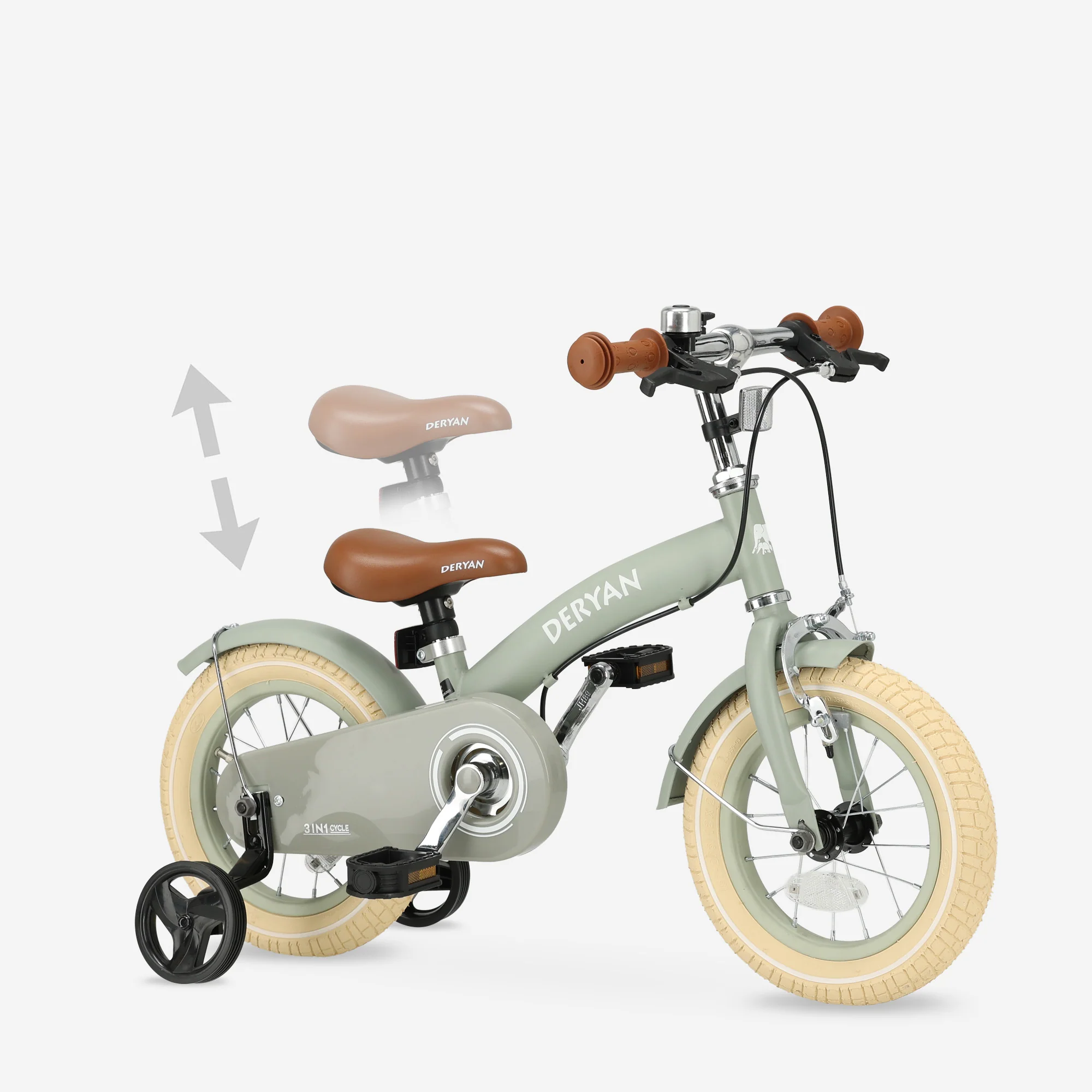 Bicicleta infantil de lujo 12 pulgadas - 3 en 1 - bicicleta de paseo Verde - Image 9
