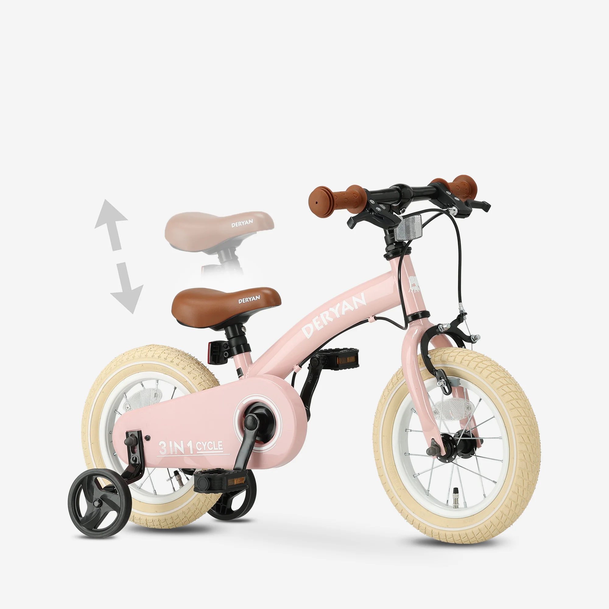 Bicicleta infantil de lujo 12 pulgadas - 3 en 1 - bicicleta de paseo Rosa - Image 8