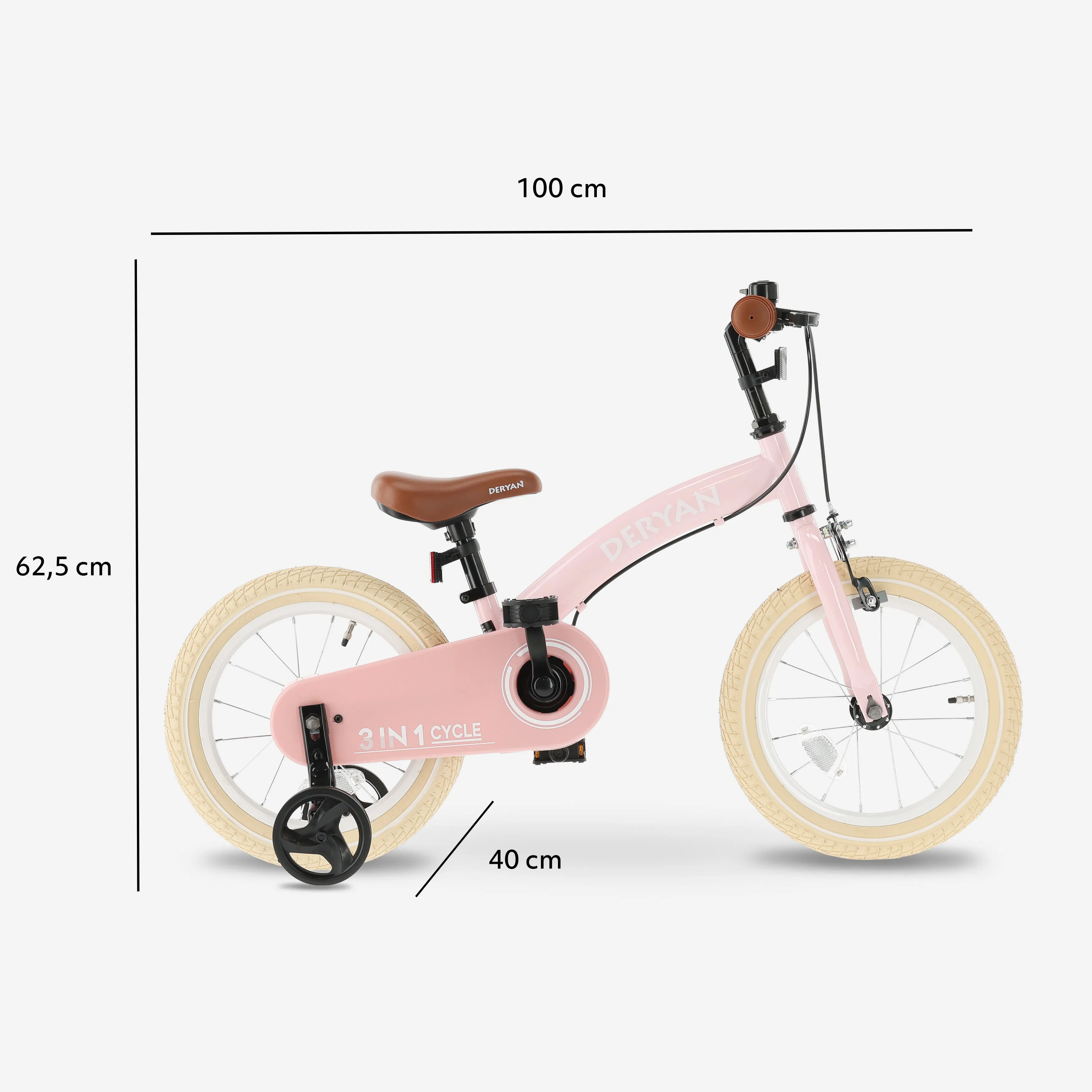 Bicicleta infantil de lujo 14 pulgadas - 3 en 1 - bicicleta de equilibrio - Rosa - Image 10