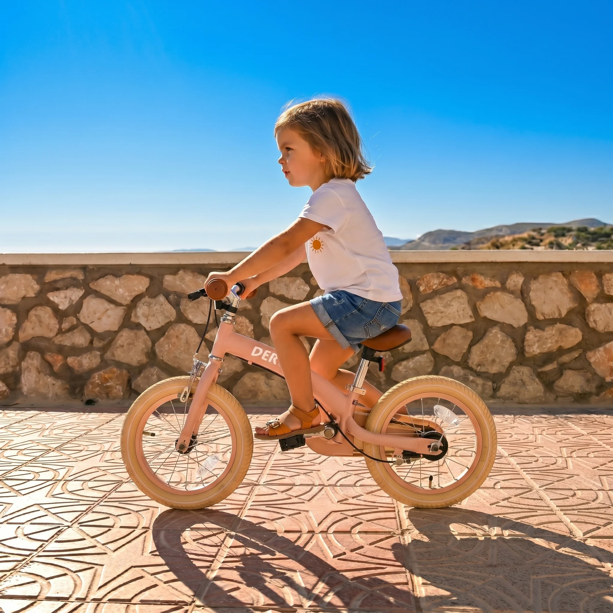 Bicicleta infantil de lujo 14 pulgadas - 3 en 1 - bicicleta de equilibrio - Rosa - Image 4