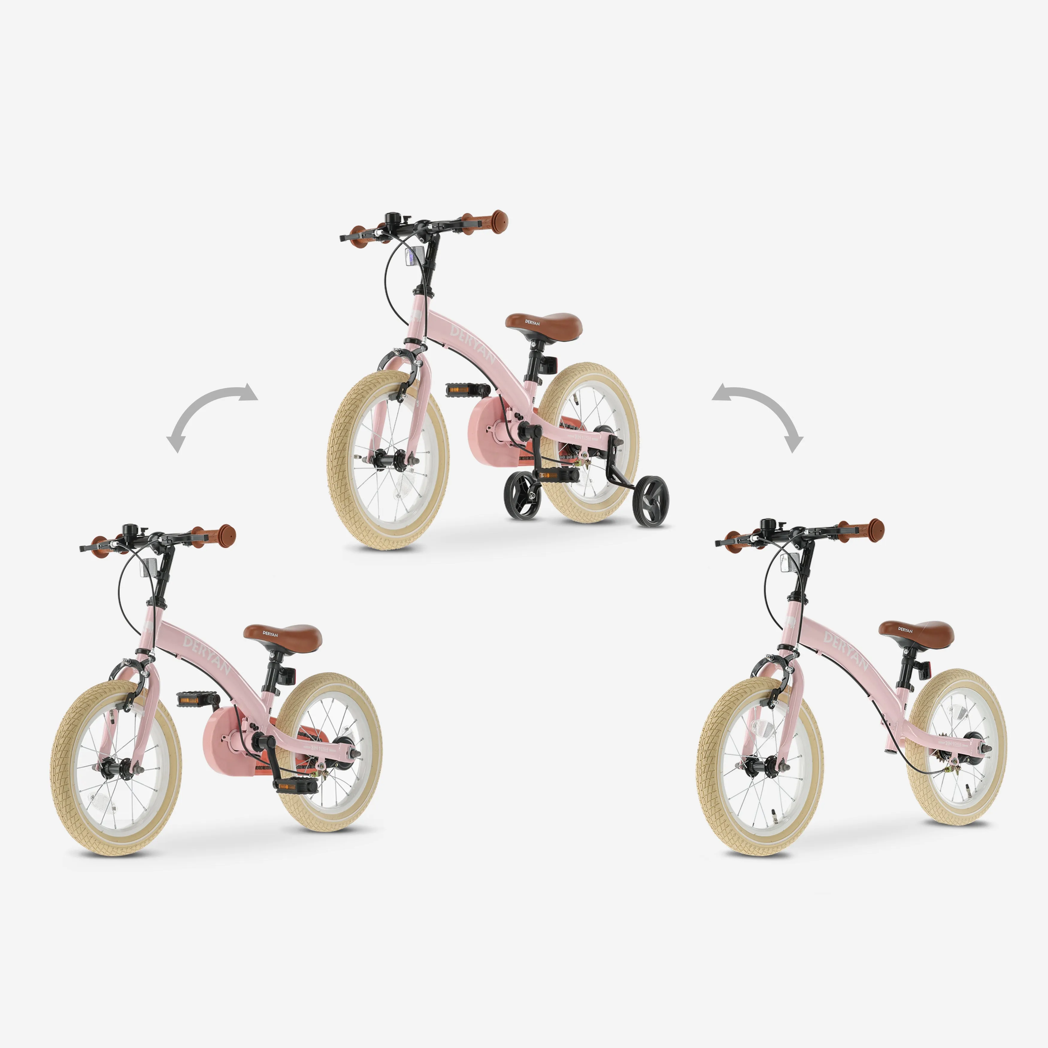 Bicicleta infantil de lujo 14 pulgadas - 3 en 1 - bicicleta de equilibrio - Rosa - Image 6