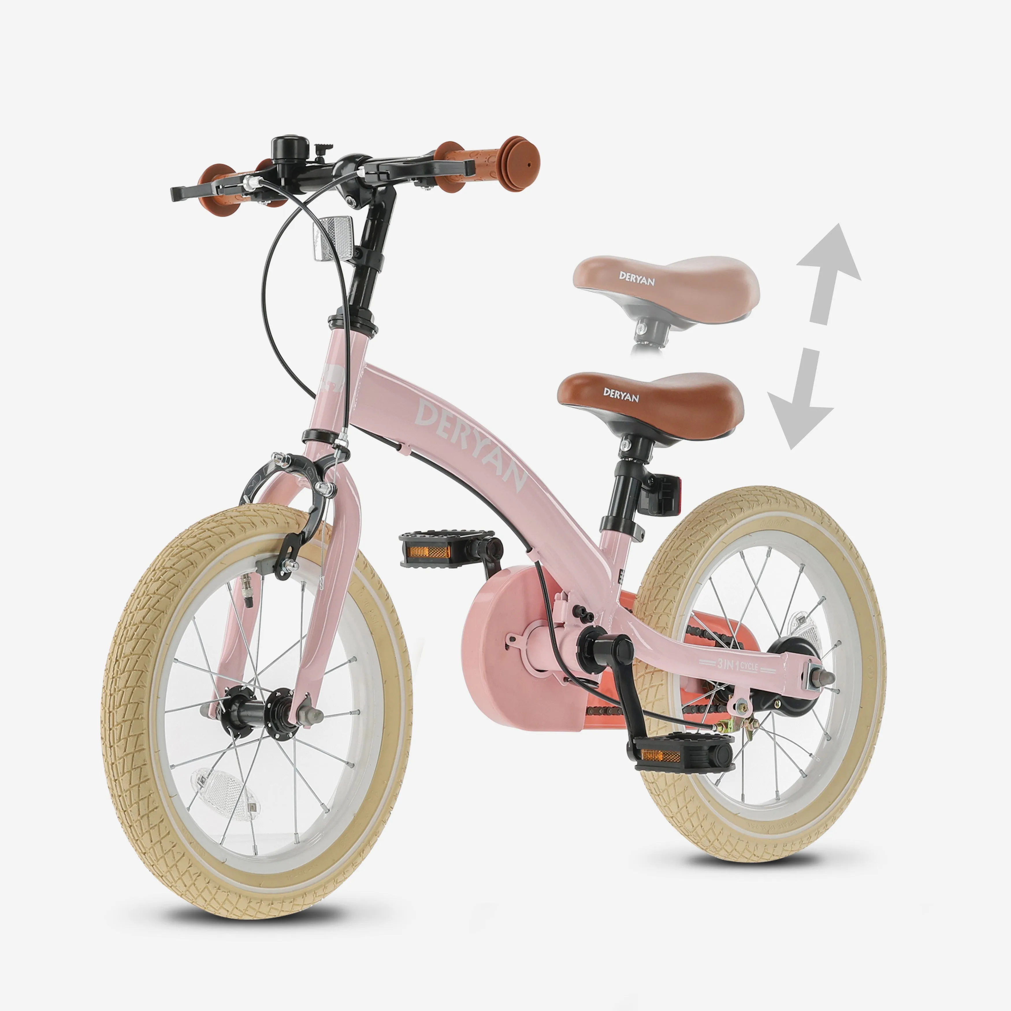 Bicicleta infantil de lujo 14 pulgadas - 3 en 1 - bicicleta de equilibrio - Rosa - Image 8