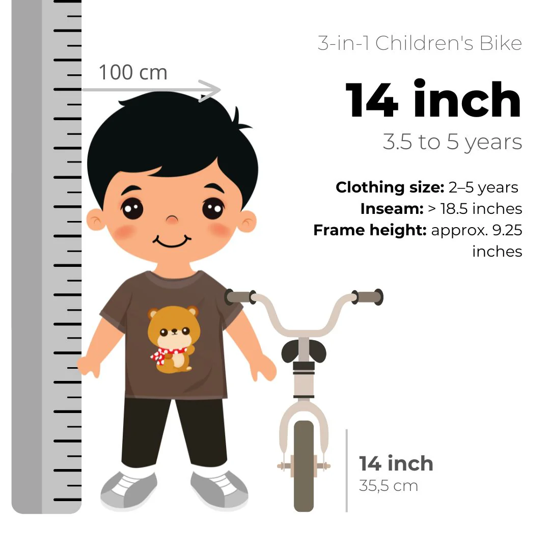 Bicicleta de lujo para niños 14 pulgadas - 3 en 1 - bicicleta de paseo Verde - Image 14