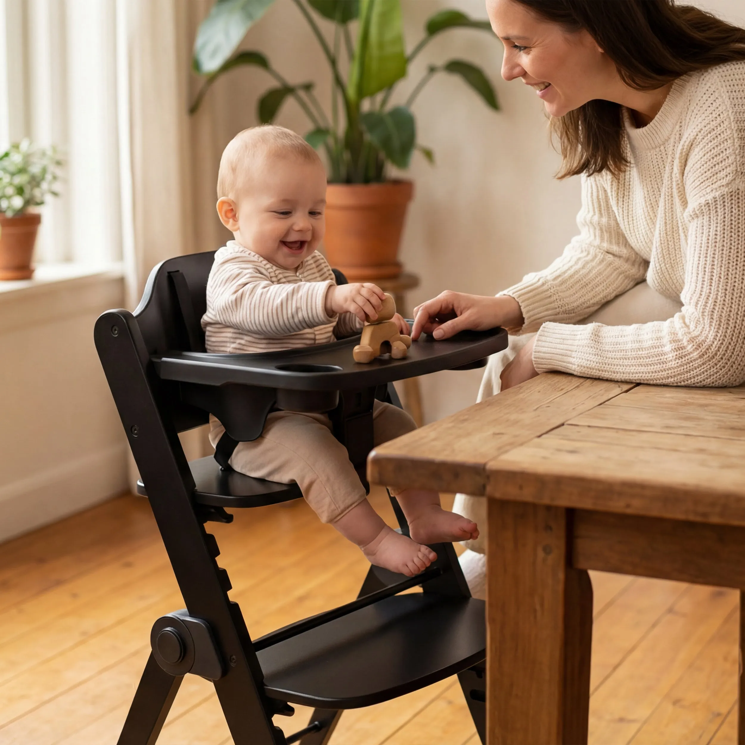 Odin Luxury Wooden Growing Chair Trona con Hamaca - Incluye Bandeja Comedor - Trona Ajustable - Nougat - Image 2