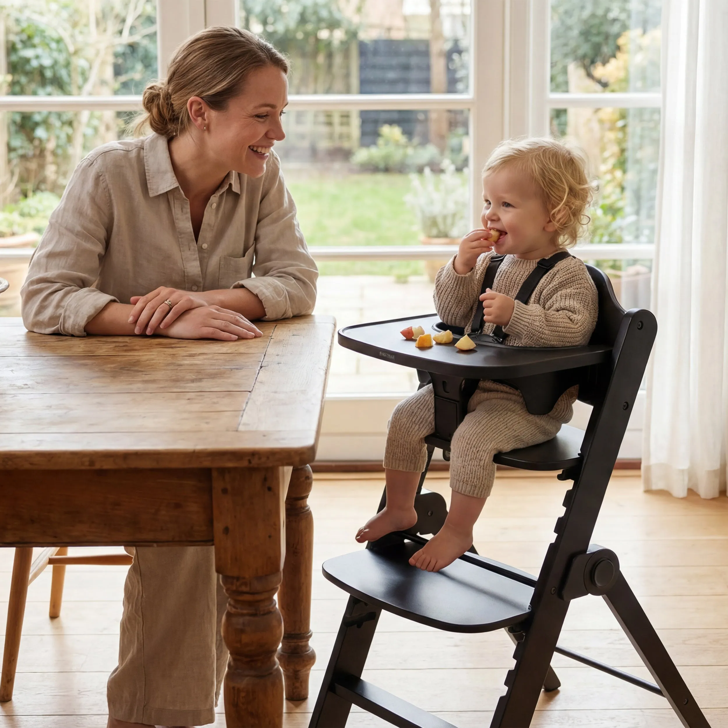 Odin Luxury Wooden Growing Chair Trona con Hamaca - Incluye Bandeja Comedor - Trona Ajustable - Nougat - Image 4