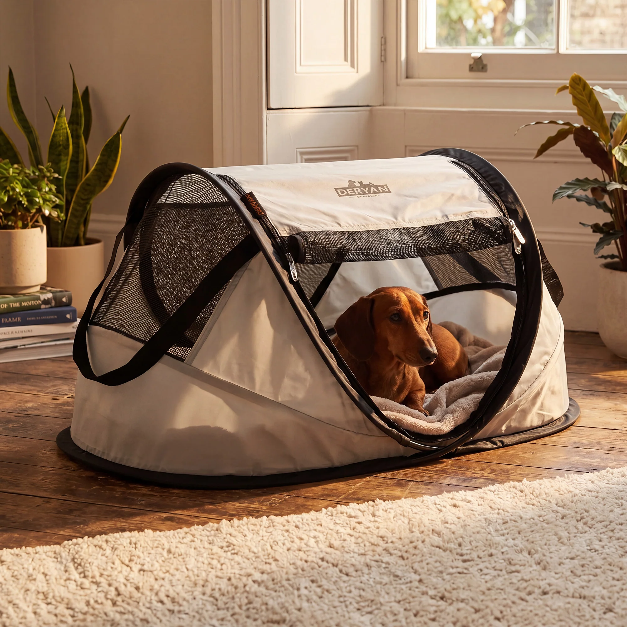 Deryan Perros y Gatos - Luxury Pop-Up Pet Travel-Cot - Corral para perros - Sistema pop-up - Banco plegable - Malla extra gruesa - Pequeño - Image 2